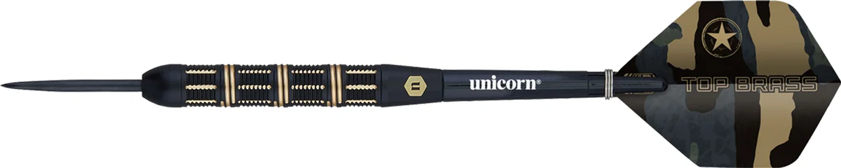 Unicorn Top Brass 3 Steeldarts 21g Seitenansicht mit schwarzem Brass Barrel