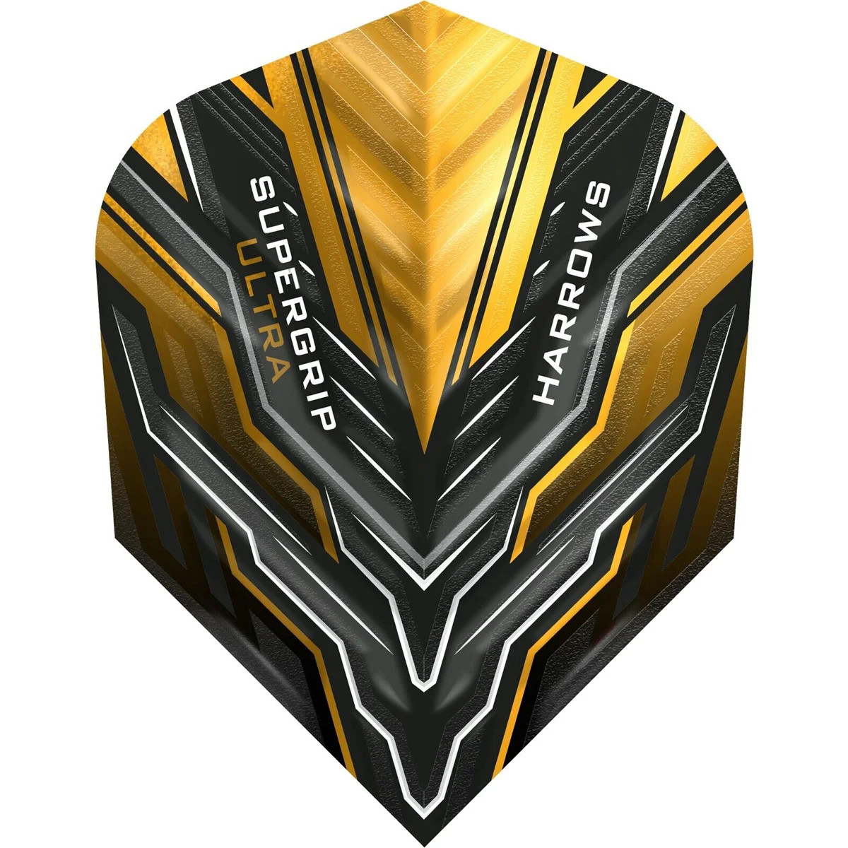 Harrows Supergrip Ultra Flights in Gold mit 100 Micron Stärke, profilierter Pressung und Standard No.6 Form