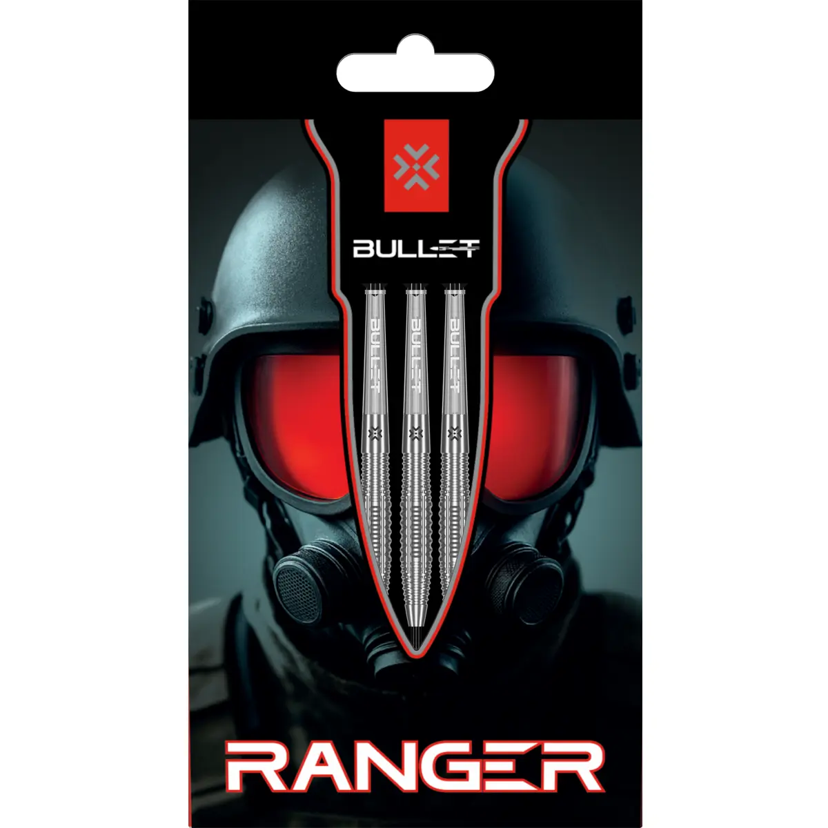 Bullet Ranger Steeldarts Verpackung mit rotem Visier-Motiv