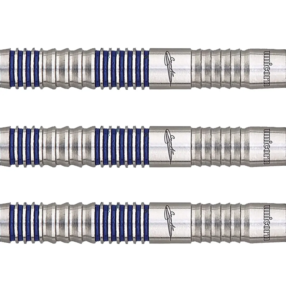 Barrel Detailansicht der Unicorn Gary Anderson Silver Star P3 Softdarts mit Ringed- und Shark-Grip