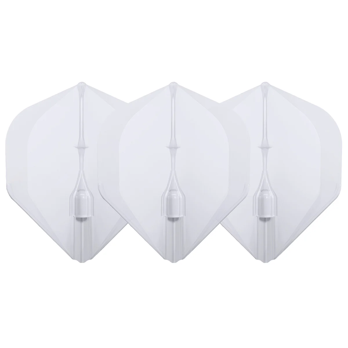 L-Style EZ L1 Flights Clear White im 3er Set nebeneinander mit integrierten Champagne Caps