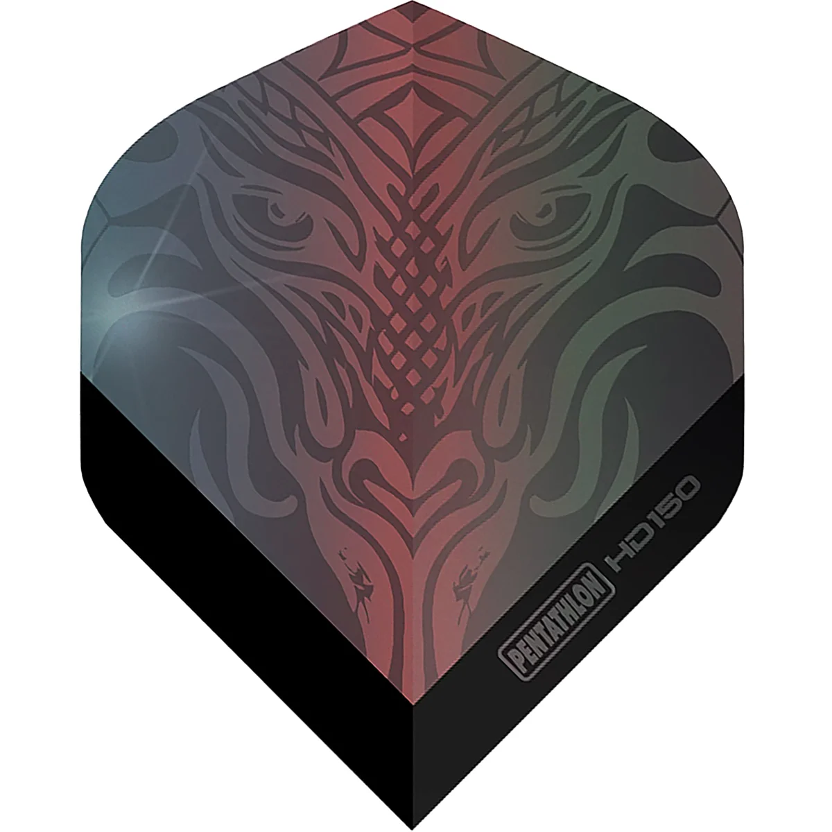 Pentathlon HD150 Metallic Dart Flights Gunmetal mit Tribal-Tigerkopf