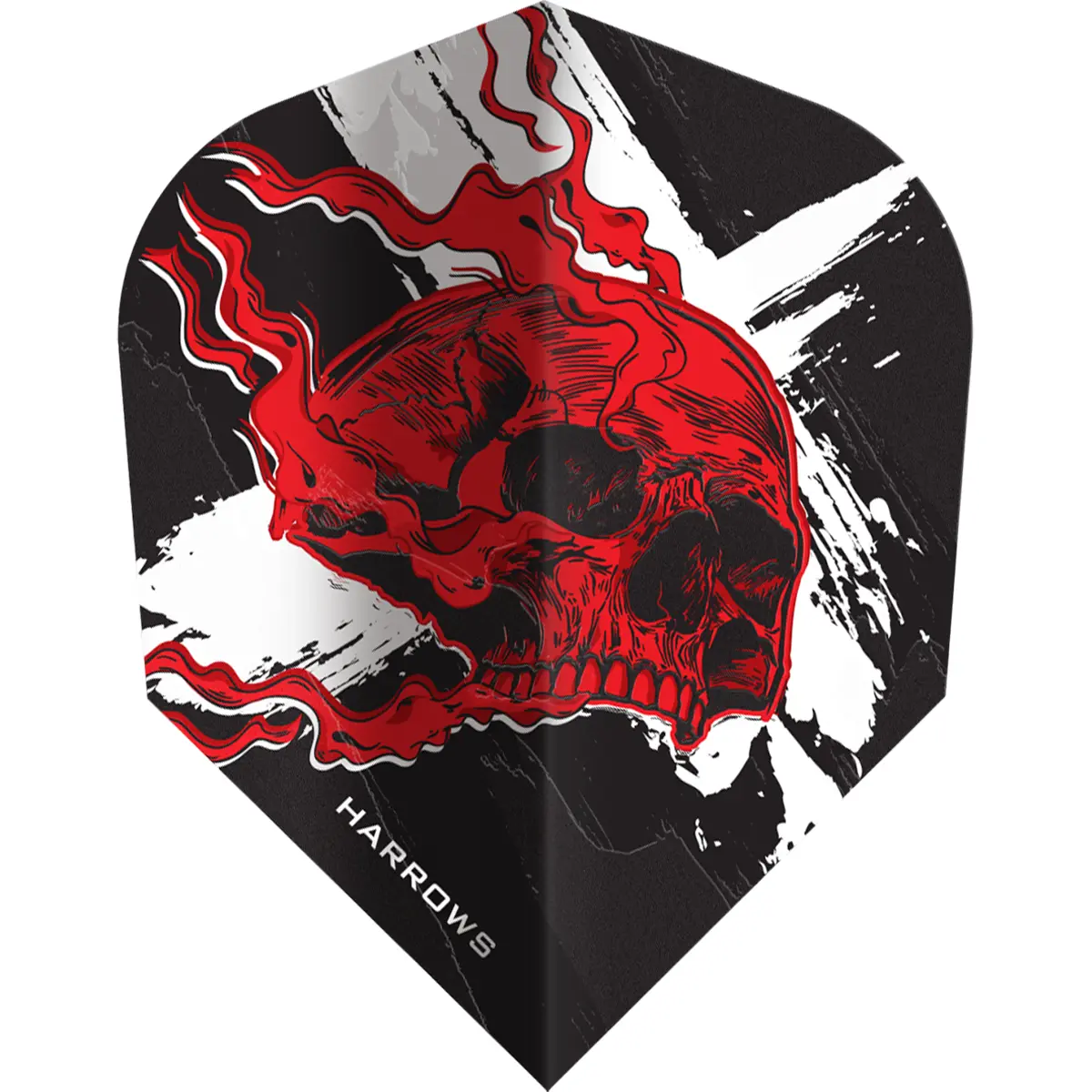 Harrows Ryan Searle Heavy Metal Dartflight mit rotem Totenkopf-Design in No6-Form