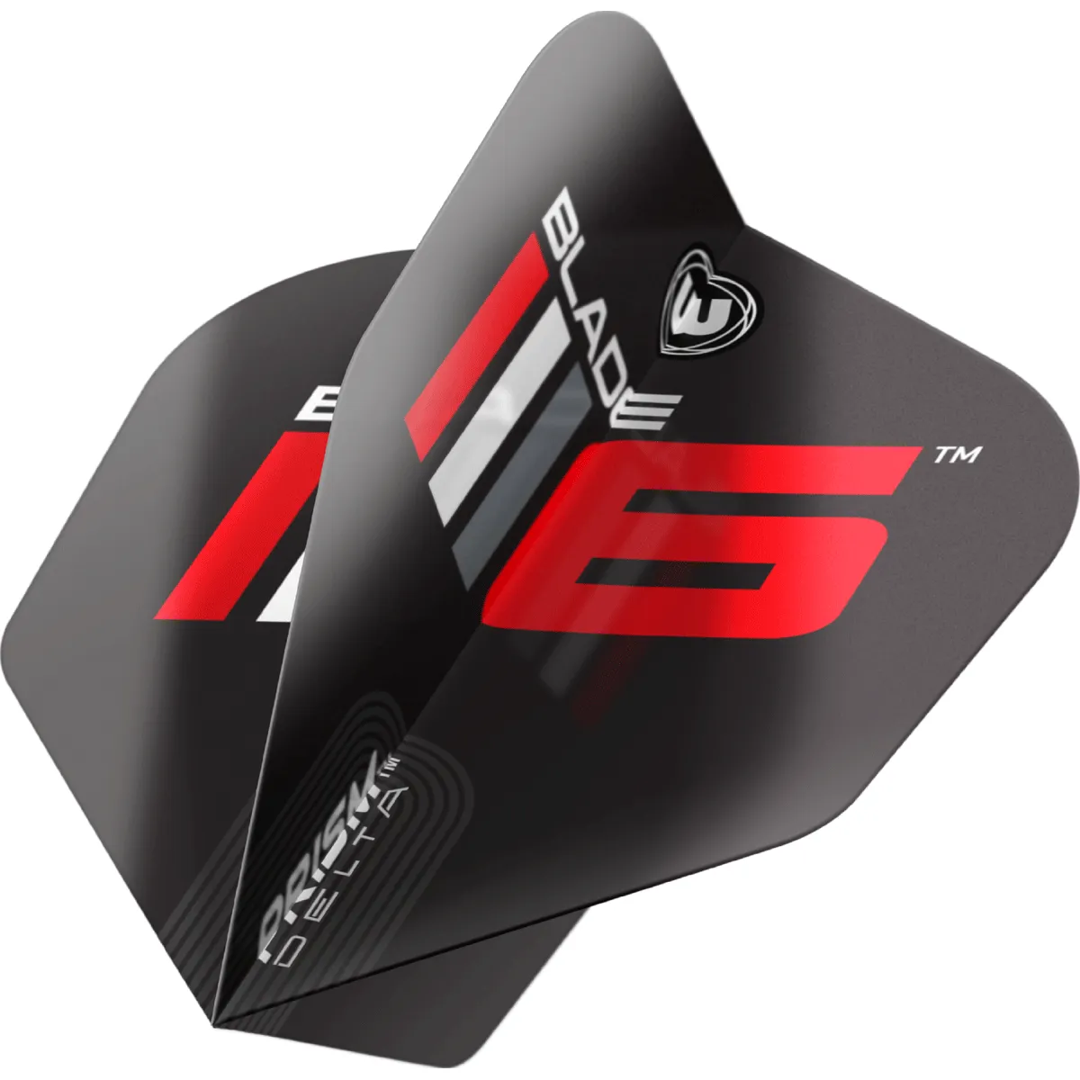 Winmau Prism Delta Blade 6 No6 Flights in dynamischer Ansicht – stabile 100 Mikron Flights