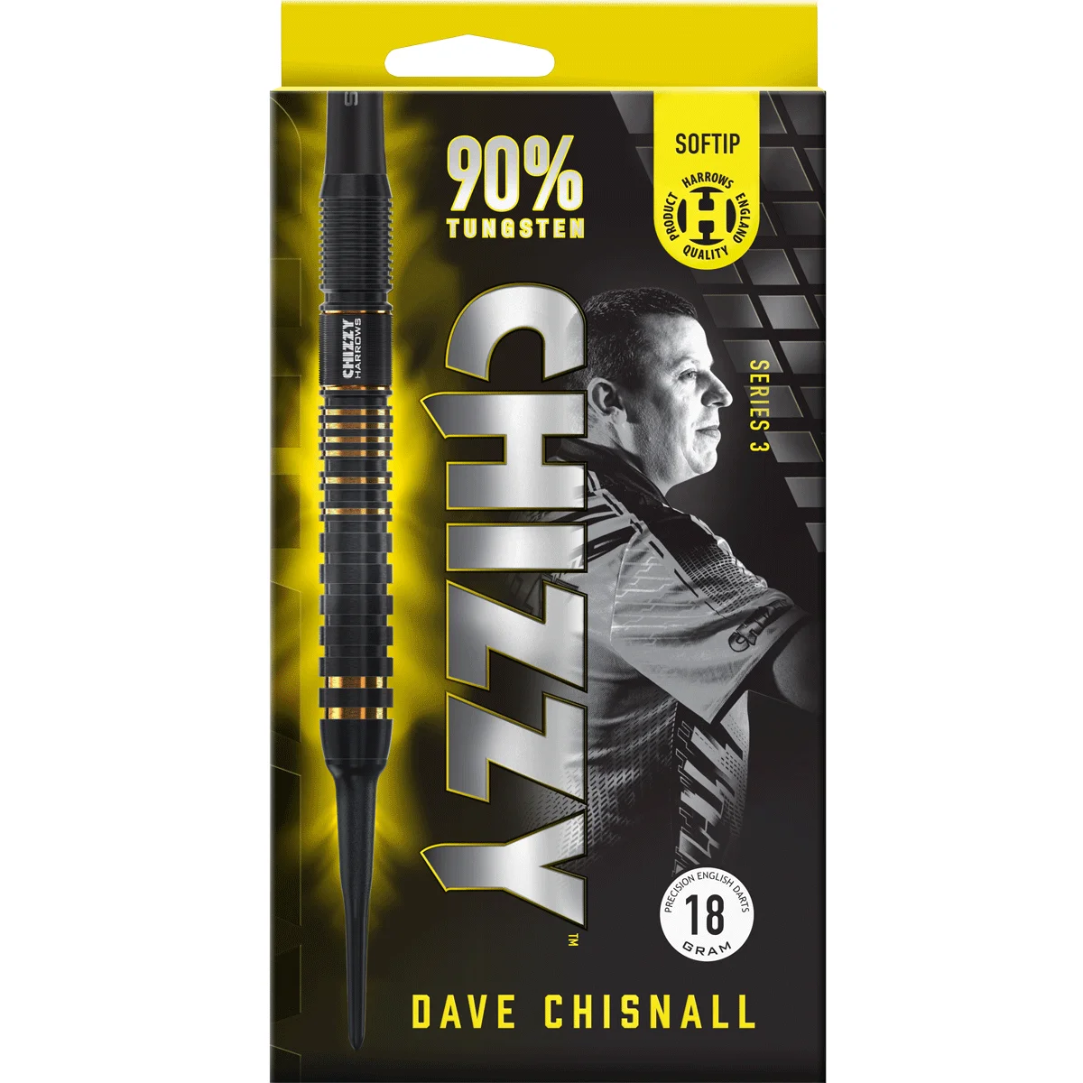 Harrows Chizzy Series 3 Softdarts Verpackung – 90 % Tungsten – Dave Chisnall