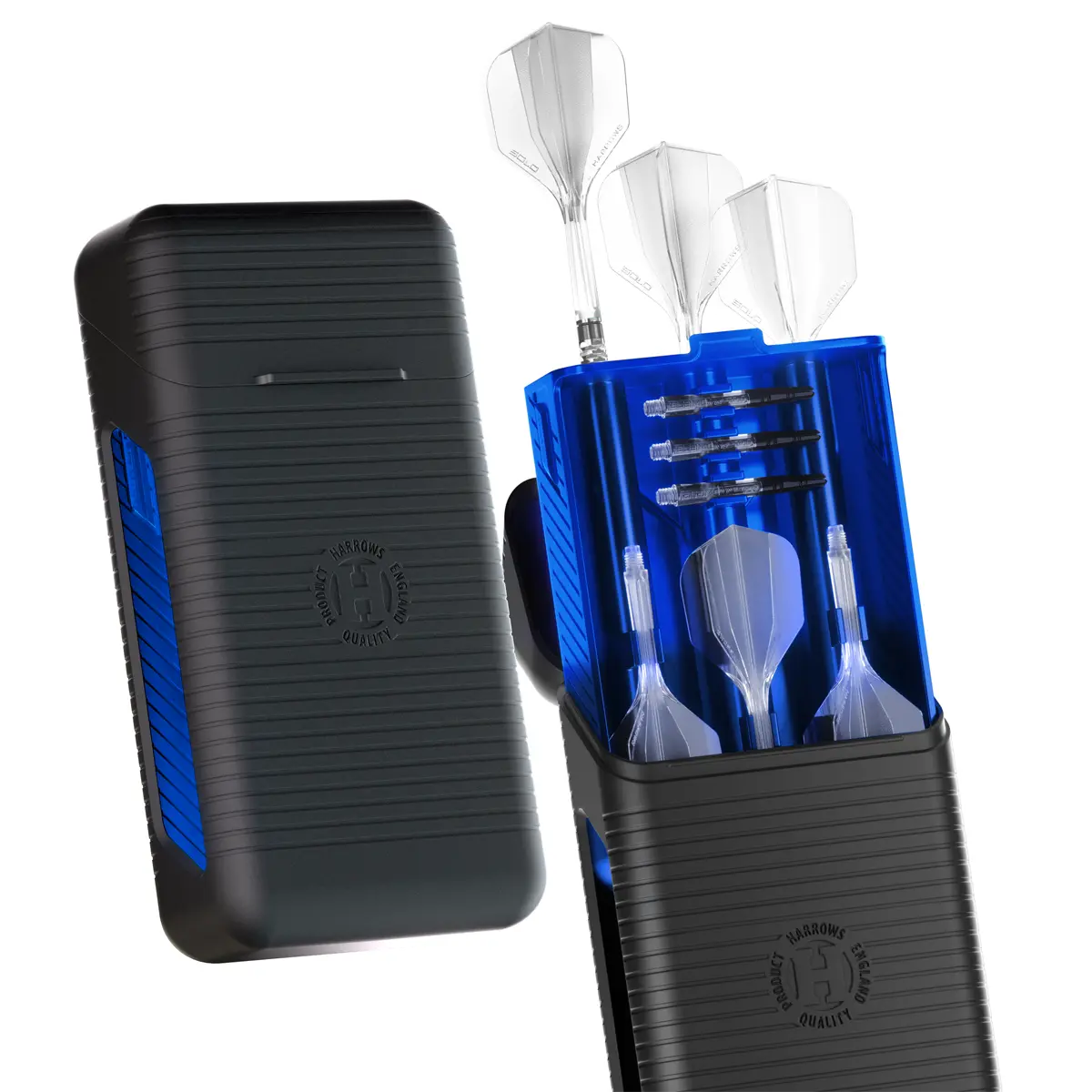 Harrows Vault Dartcase Blau – stabiles Soft-Touch Dartcase für 3 Darts Harrows Vault Dartcase Blau – Hartschalen-Dartcase mit Soft-Touch Oberfläche und Stauraum für 3 Darts