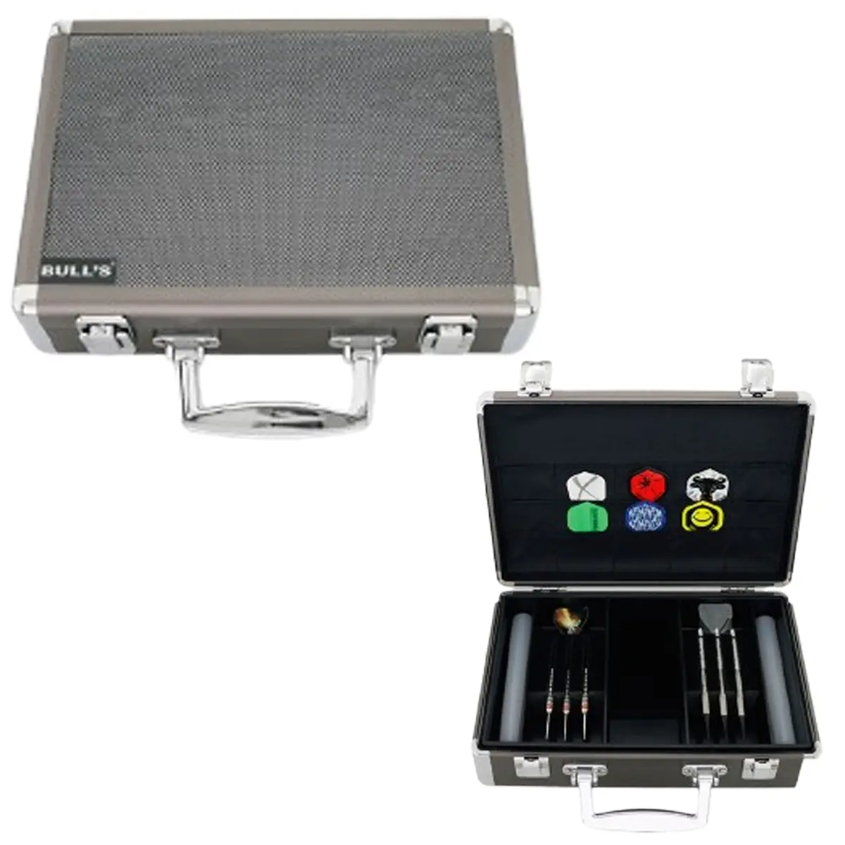 BULL'S Dartkoffer Dartsafe XXL geschlossen – Alukoffer mit Stoßecken BULL'S Dartsafe XXL Aluminiumkoffer für Darts – robust & stoßfest