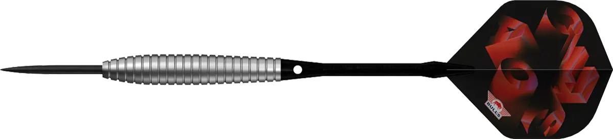 Bull's NL Chaos Red Steeldarts 90 % Tungsten – Seitenansicht mit durchgehendem Ringed Grip