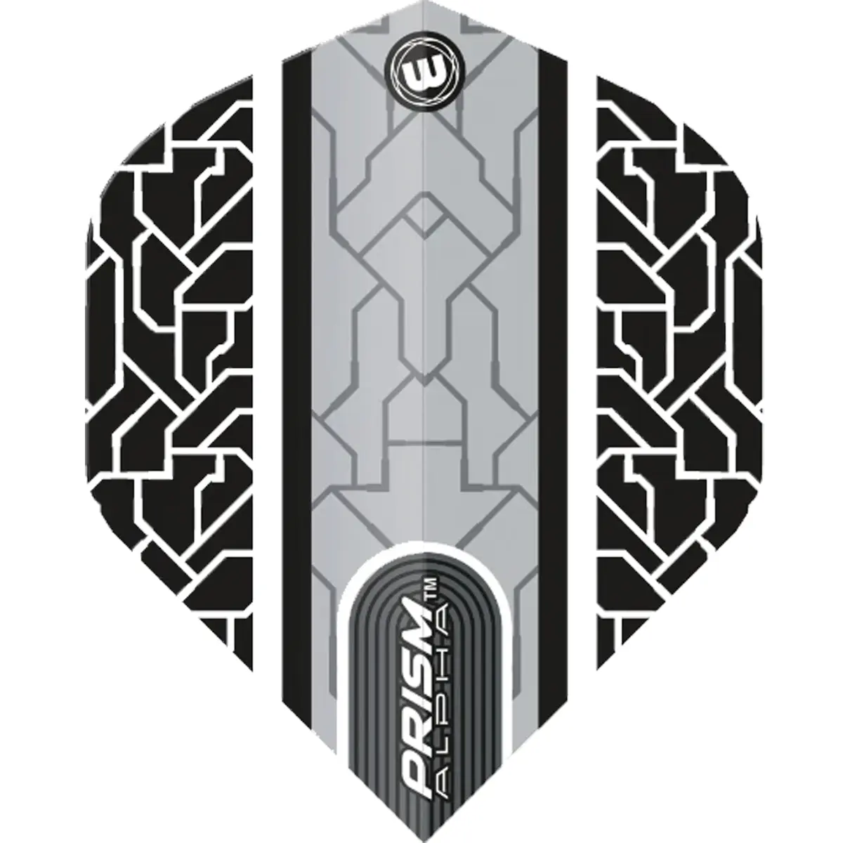 Winmau Prism Alpha Circuit Dart Flight Schwarz flach von vorne