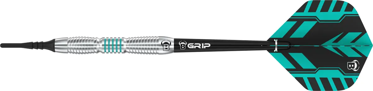 Bulls Veco V1 Softdart Seitenansicht mit markierter Griffmulde und Shark-Grip