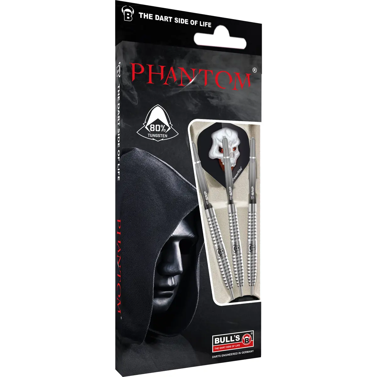 Originalverpackung der Bull’s Phantom PT3 Steeldarts mit Logo