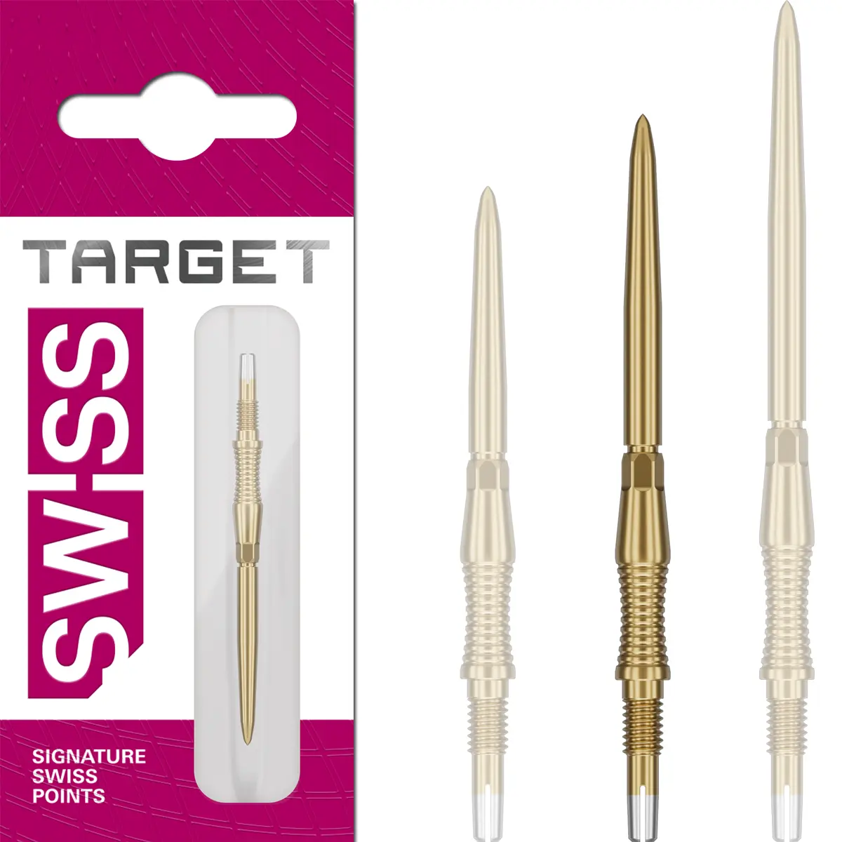 Target Swiss Point Signature RST Spitzen Gold 35 mm – griffige Swiss Point Dartspitzen mit Storm-Optik