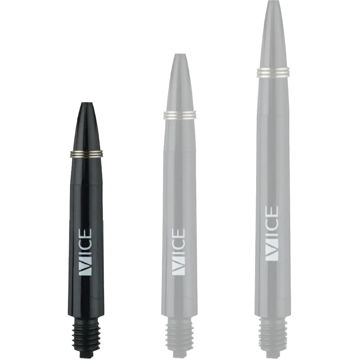 One80 Proplast Vice Shafts Schwarz in der Länge Short 35 mm mit 2BA Gewinde und Federring.