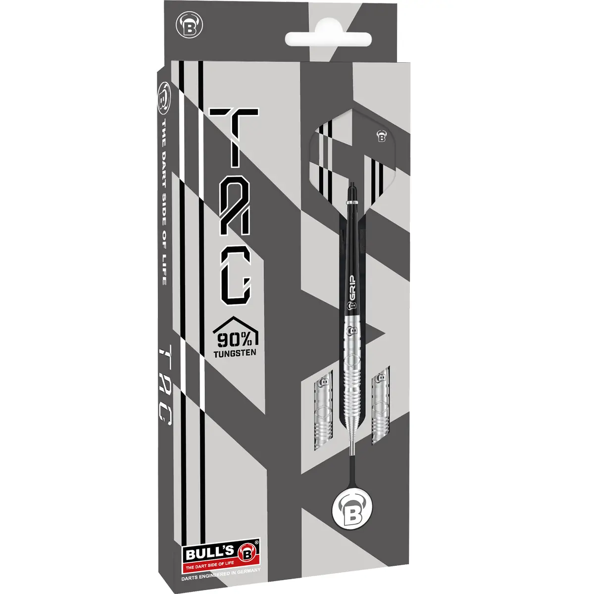 Verpackung des Bull's TAC T3 Steeldarts – original Box mit Produktdetails