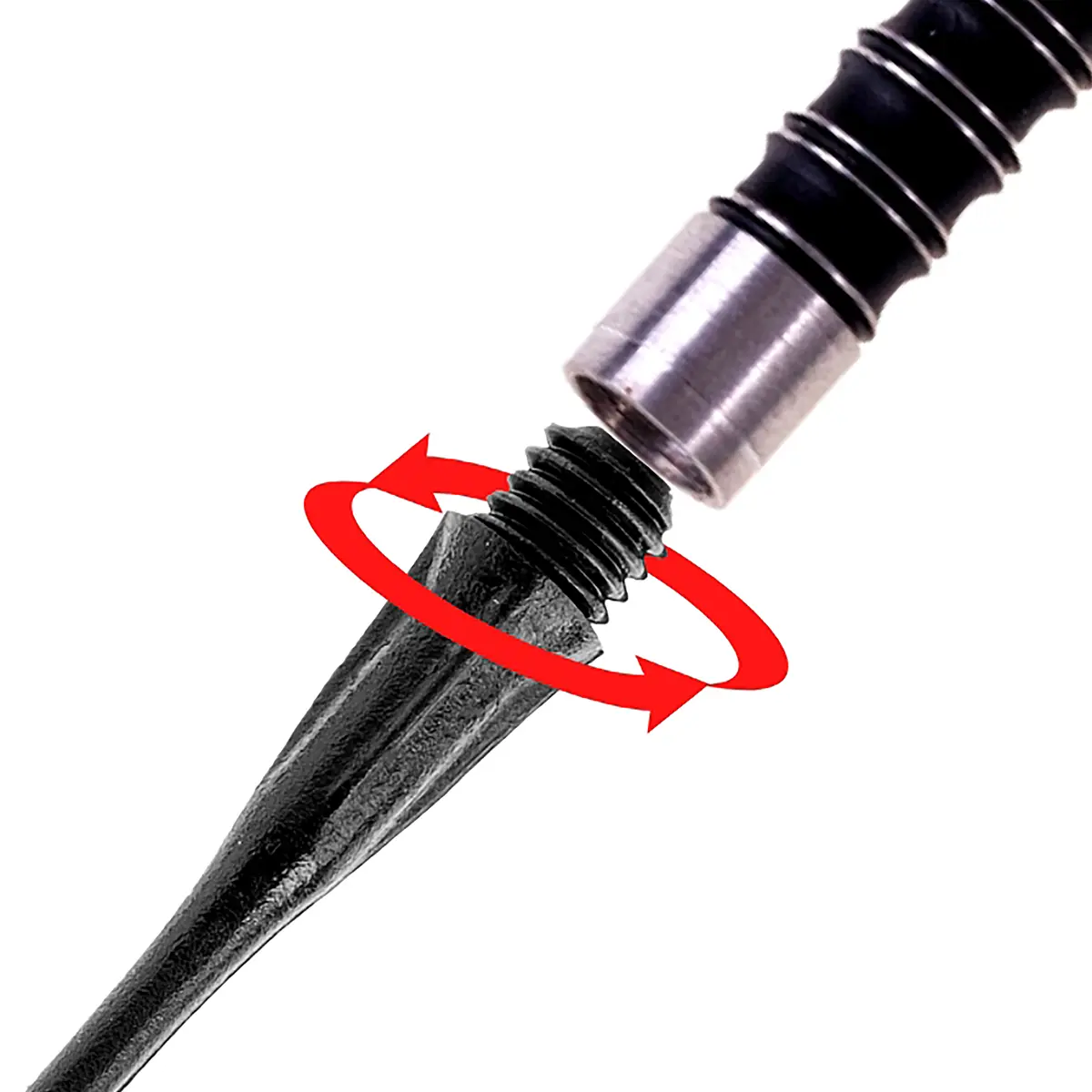 Karella Ultimo Dartspitzen Schwarz – Detailaufnahme 2BA Gewinde für sicheren Halt im Barrel