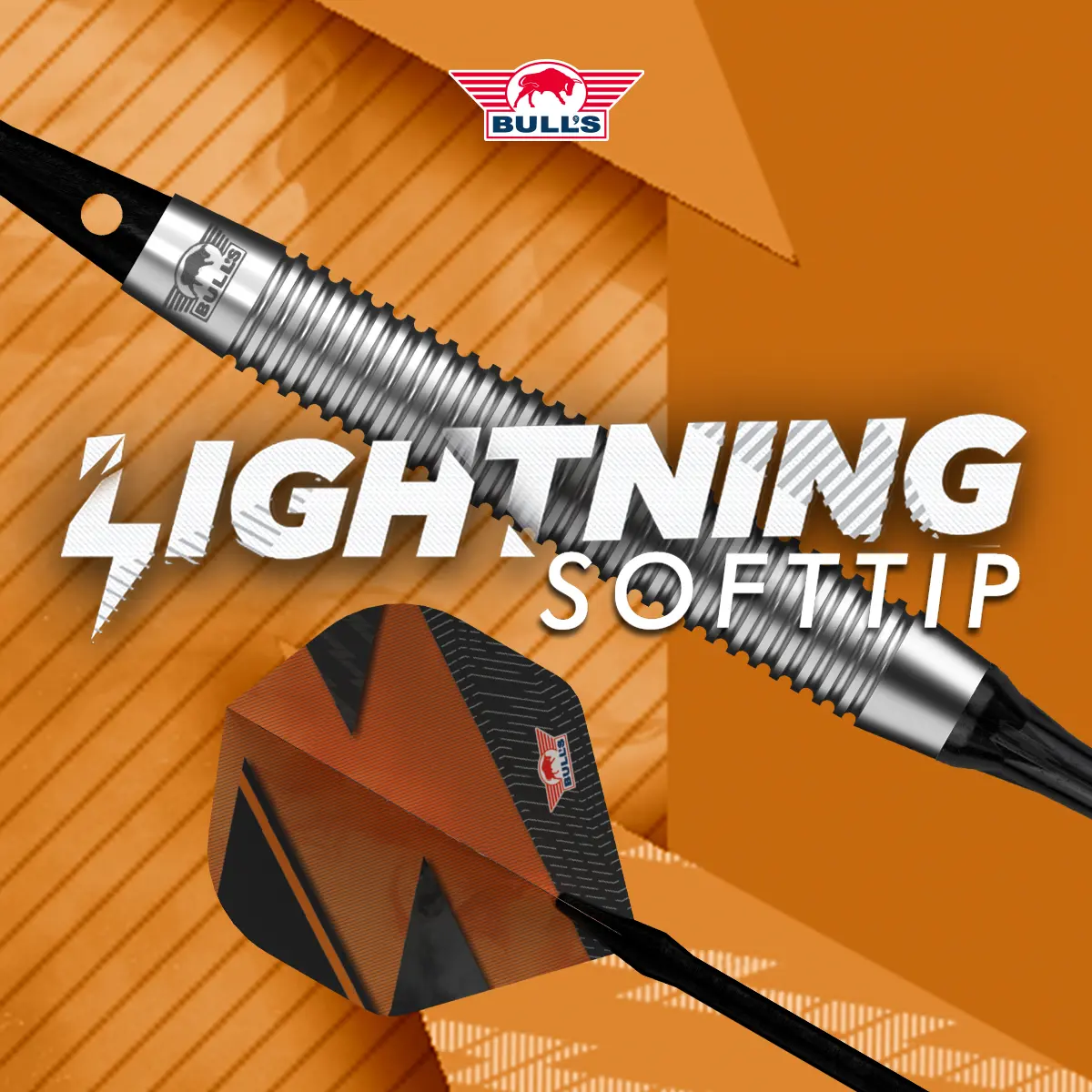 Bull's NL Lightning Orange Softdarts Banner mit 80 % Tungsten Barrel und Lightning Orange Flights