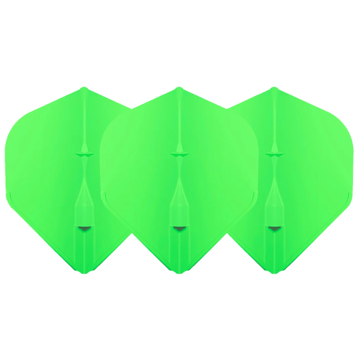 L-Style EZ L1 Flights Neongrün im 3er Set nebeneinander mit integrierten Champagne Caps