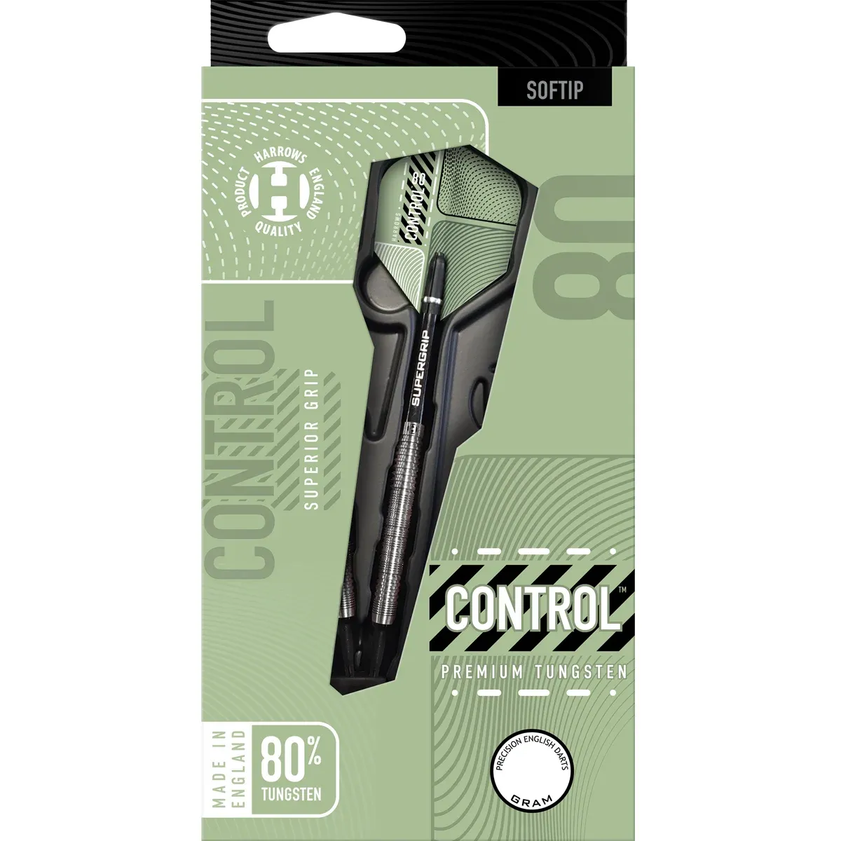 Harrows Control Parallel Softdarts 80 % Tungsten in Originalverpackung mit Supergrip Shafts und Control Flights