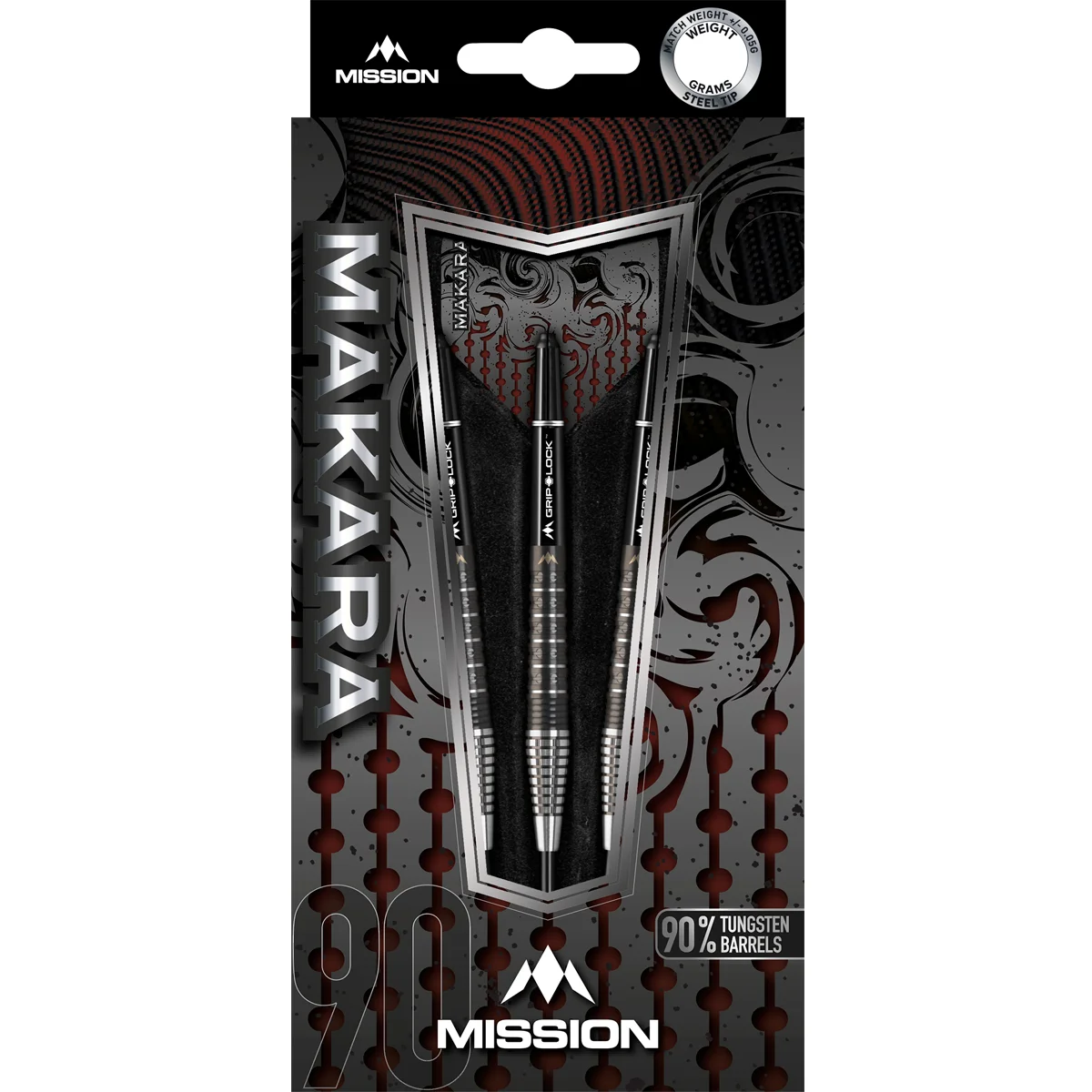 Mission Makara M2 Steeldarts Verpackung schwarz-rot
