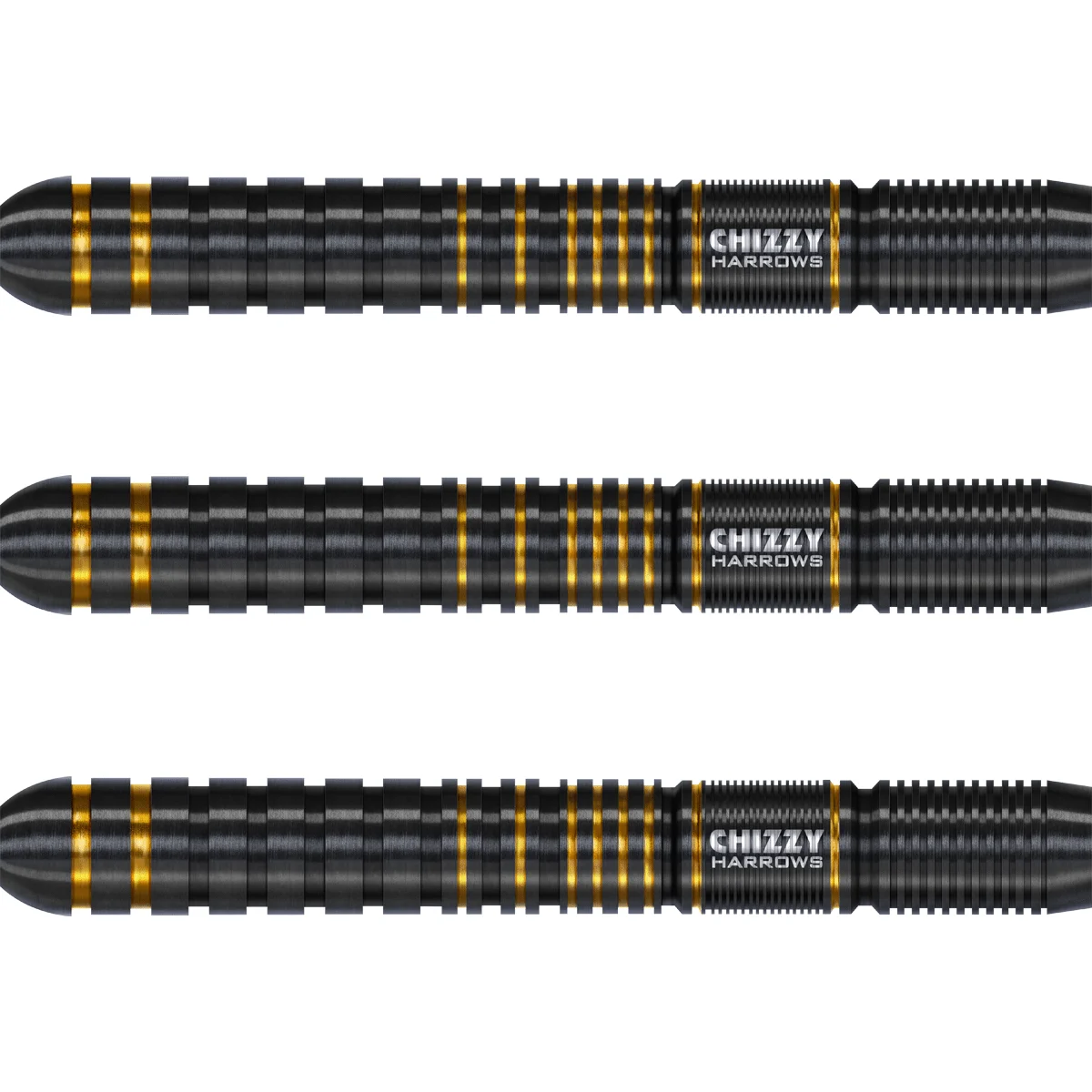 Harrows Dave Chisnall Series 3 Steeldarts Barrels mit schwarzer TiN-Beschichtung und goldenen Ringen