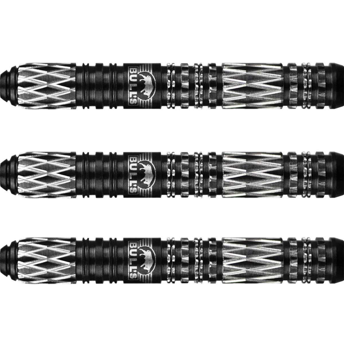 Detailansicht des Bull’s NL Luna Phobos Steeldart Barrels mit ausgeprägten Fräsungen und mehreren Gripzonen