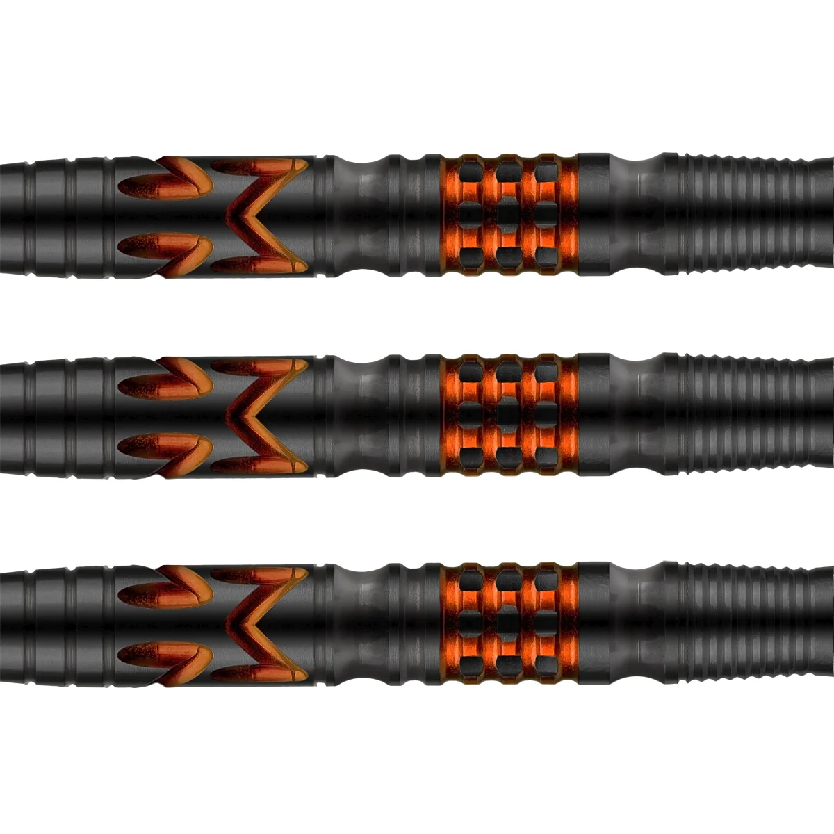 Gripstruktur der Bull's NL Martijn Kleermaker Softdarts mit markantem M-Grip im Tungsten Barrel