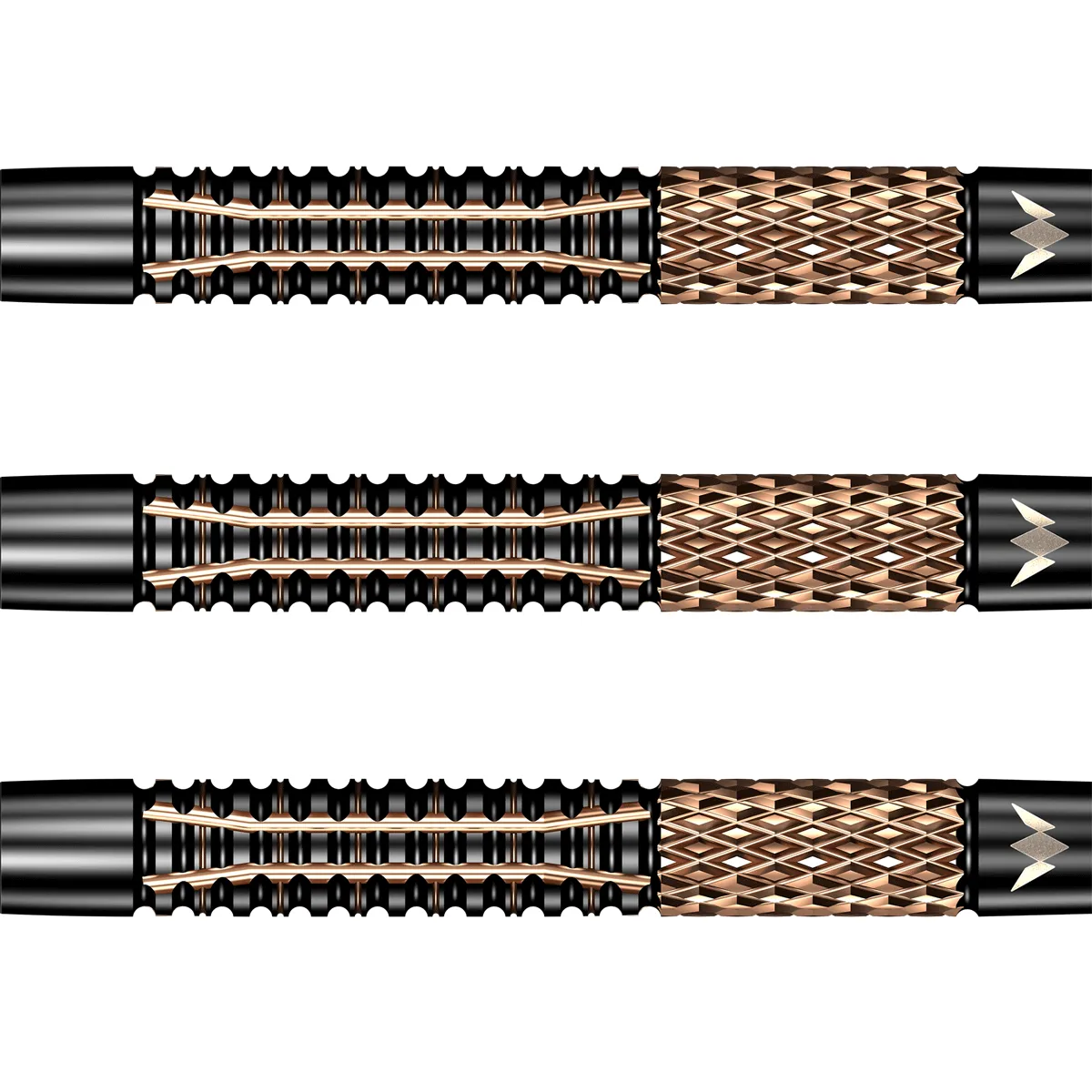 Detailansicht des Mission Horus Softdarts Barrels mit Knurled Grip und Doppelringgrip