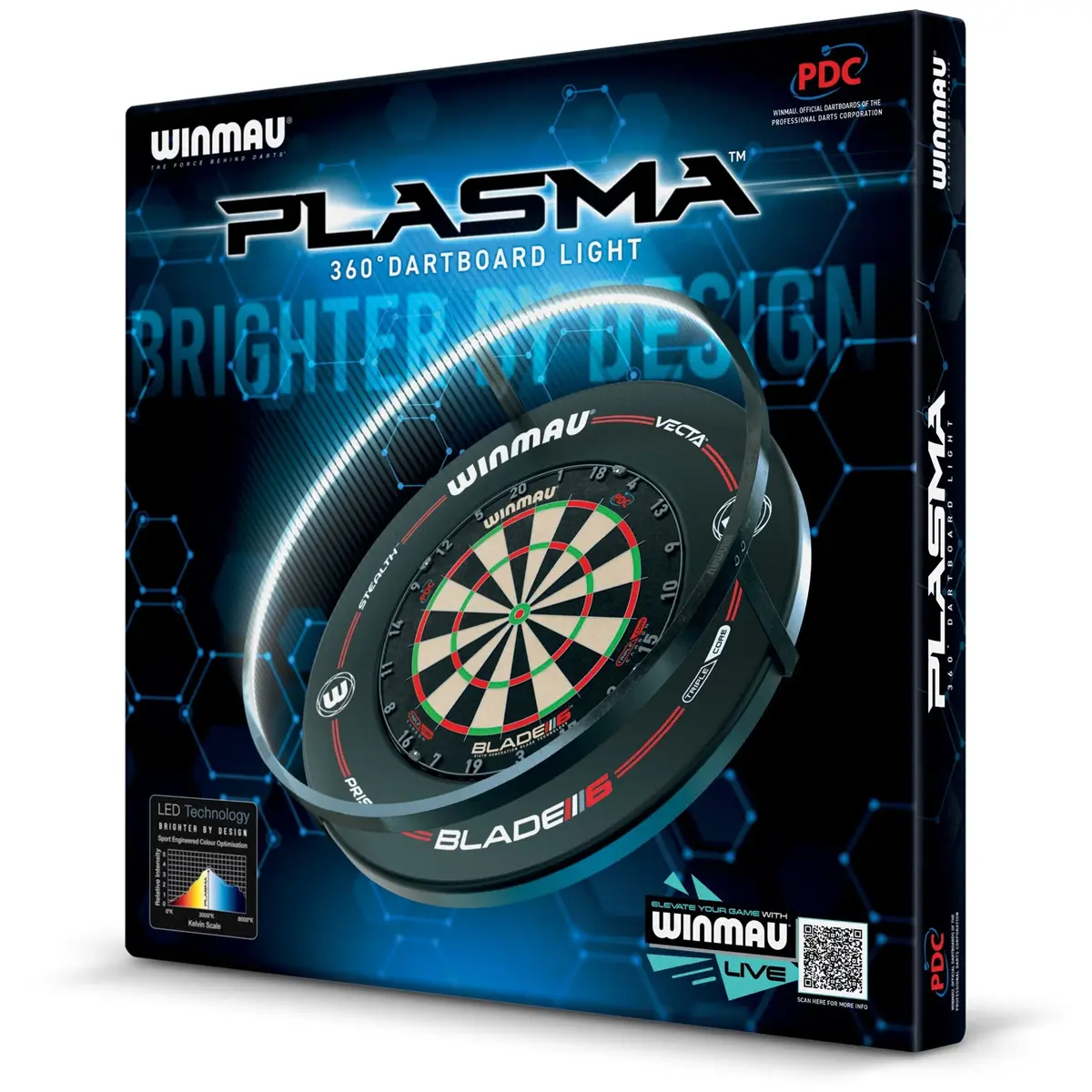 Winmau Plasma Black Dartboardbeleuchtung mit Pro-Line Surround Schwarz in Originalverpackung
