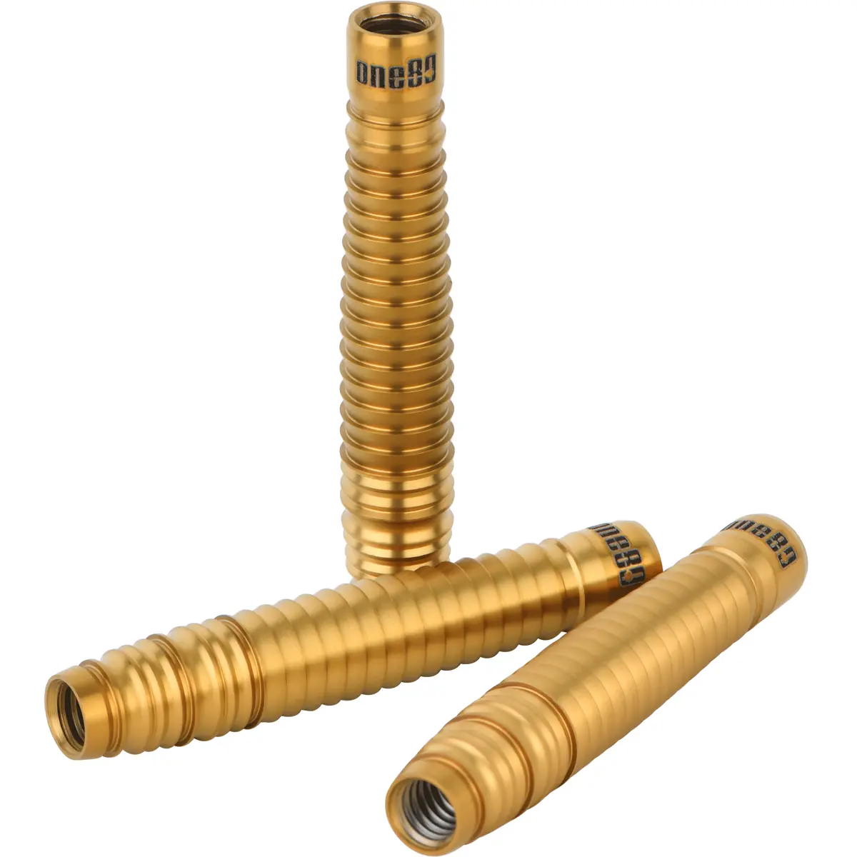 One80 S-Bite S B2 Softdarts Barrel Nahaufnahme in Gold mit Ringgrip