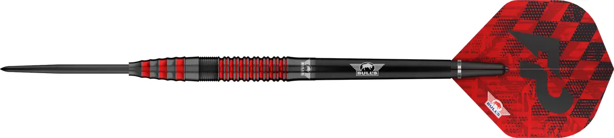 Bull’s NL Florian Preis Steeldart 23 g mit Torpedo-Barrel und roten Akzenten