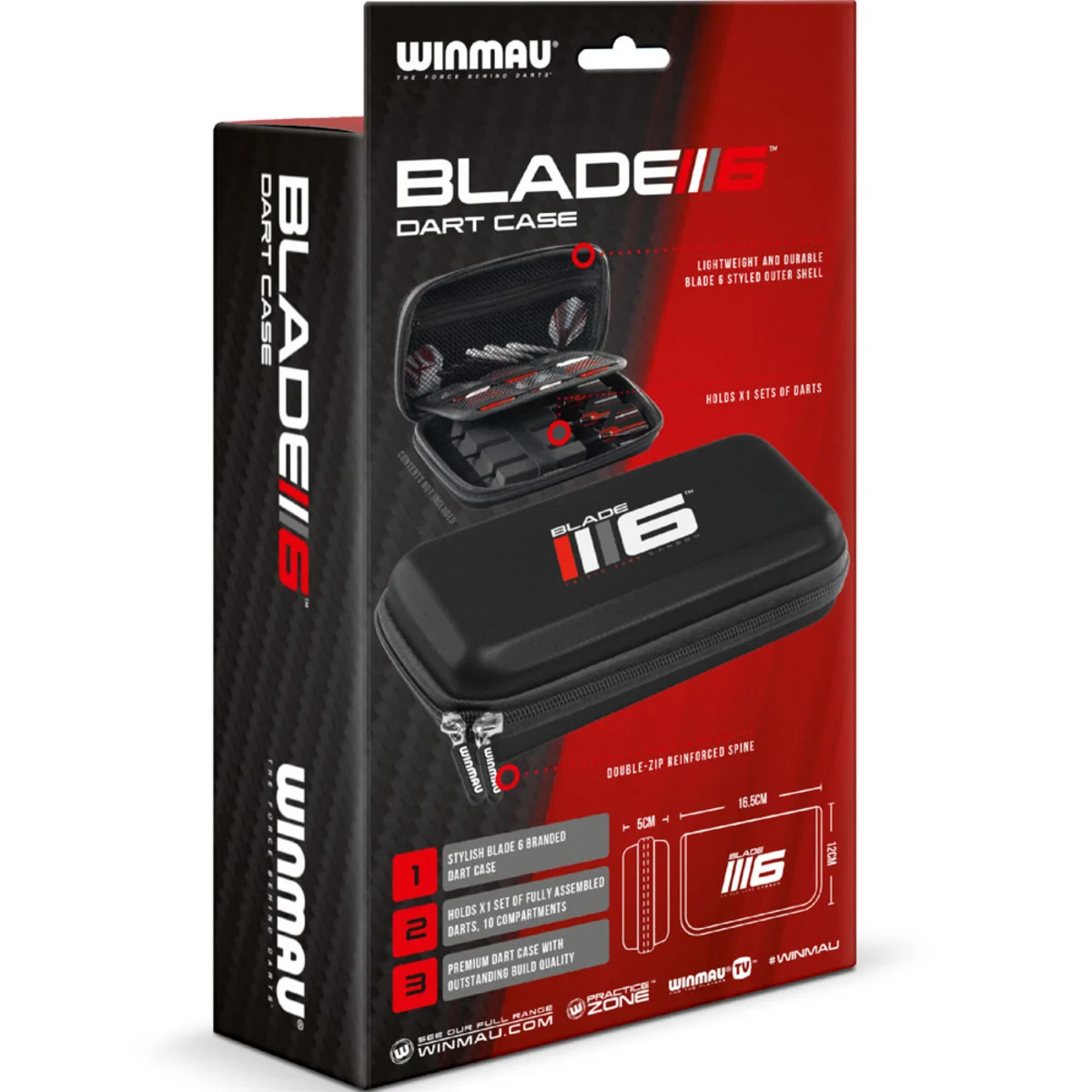 Winmau Blade 6 Dartcase – Originalverpackung Rückseite mit Details