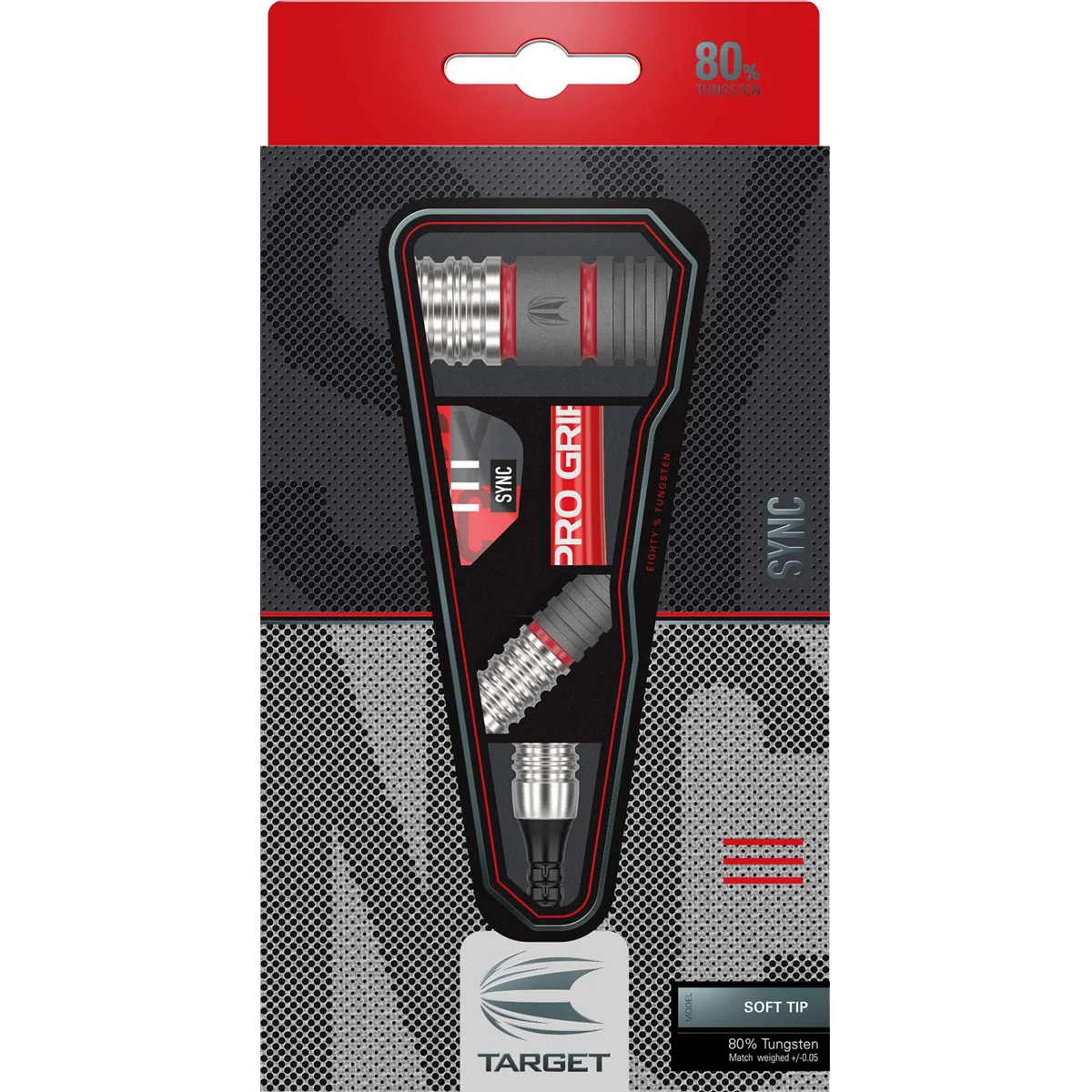 Target Sync 10 Softdarts 18g in Originalverpackung mit sandgestrahltem Barrel und rot-silbernem Design