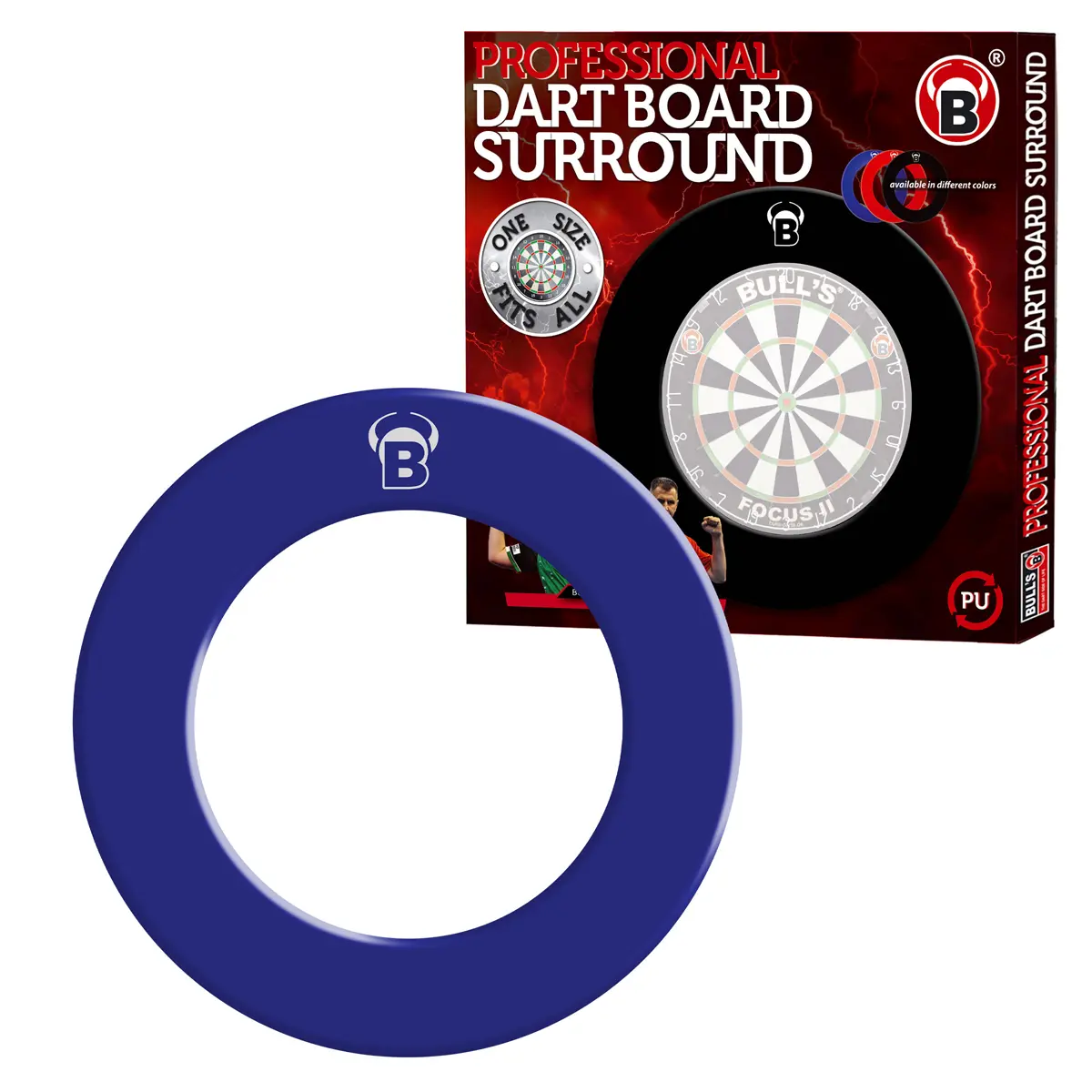 BULL'S Pro Dartboard Surround in Blau mit Verpackung – PU-Schutzring für Bristle-Dartscheiben