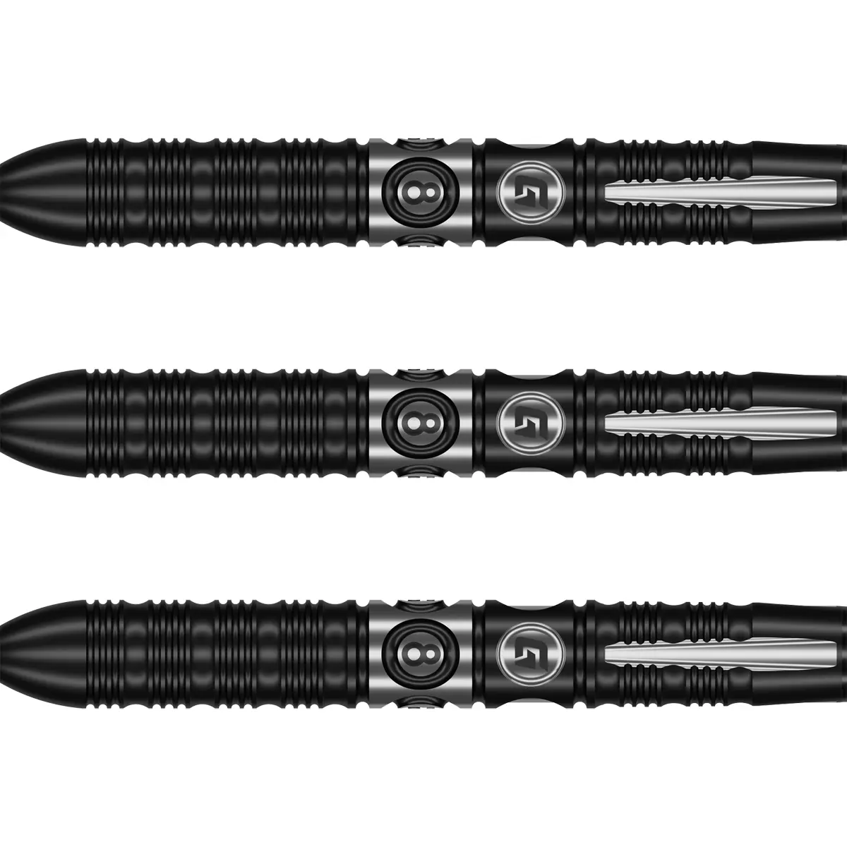 GOAT 8-Ball Steeldarts 90 % Tungsten – Ringed Grip und 8-Ball Detail am Barrel