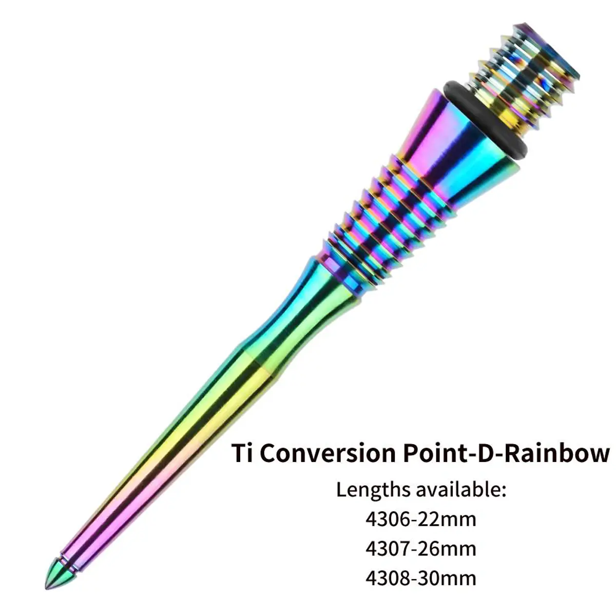 One80 Ti Conversion Point-D Rainbow aus Titanium mit 2BA Gewinde als Wechselspitze für Softdarts zur Umrüstung auf Steeldart