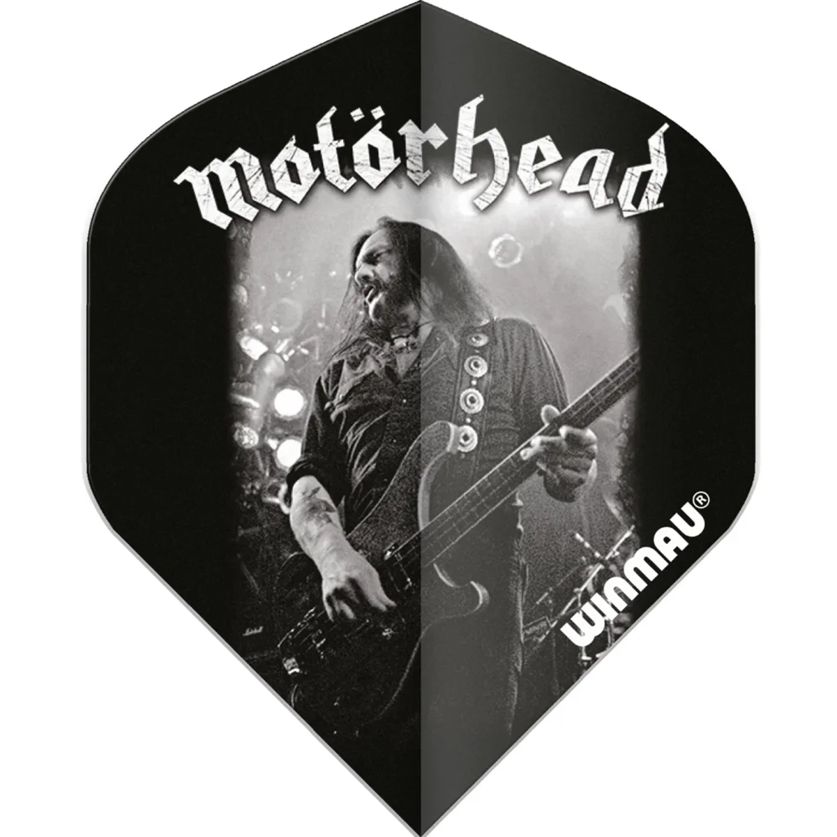 Motörhead Dart Flight mit Lemmy-Motiv in Schwarz-Weiß – Rock Legends Design von Winmau