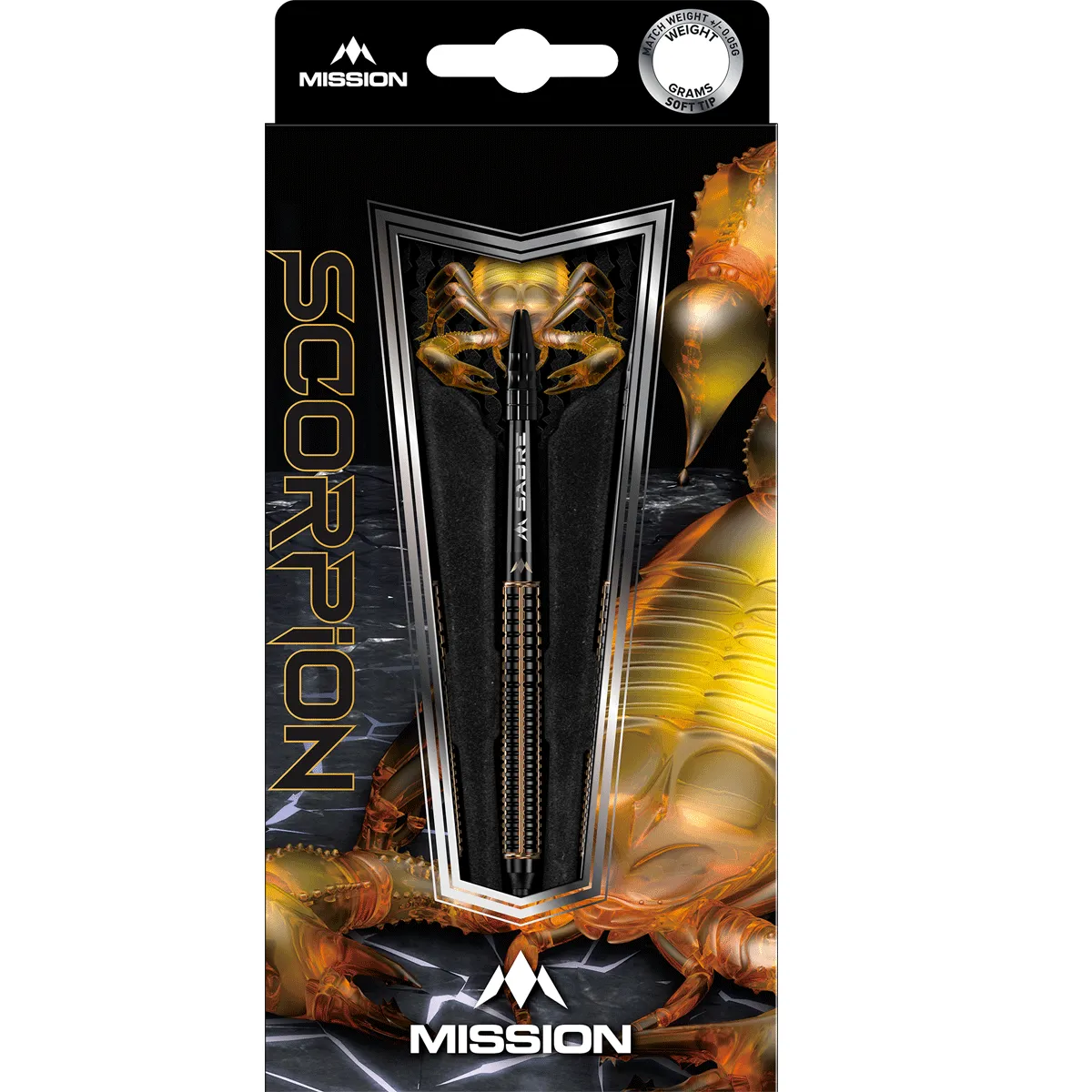 Mission Scorpion Softdarts Verpackung mit 90 % Tungsten Dartset