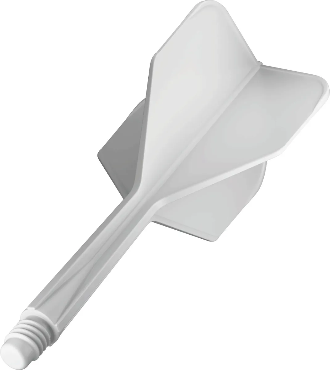 Goat A1R Shaft Flights No.6 Weiß dynamisch dargestellt als integriertes Flight-Shaft-System für Darts