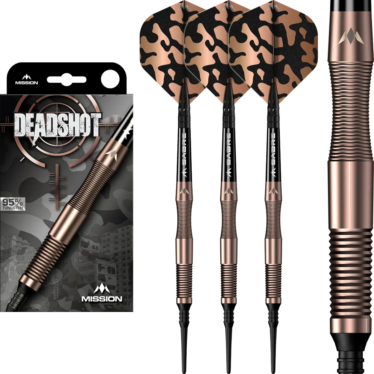 Mission Dead Shot Softdarts 19 g als Komplettset mit Verpackung, Flights und Shafts