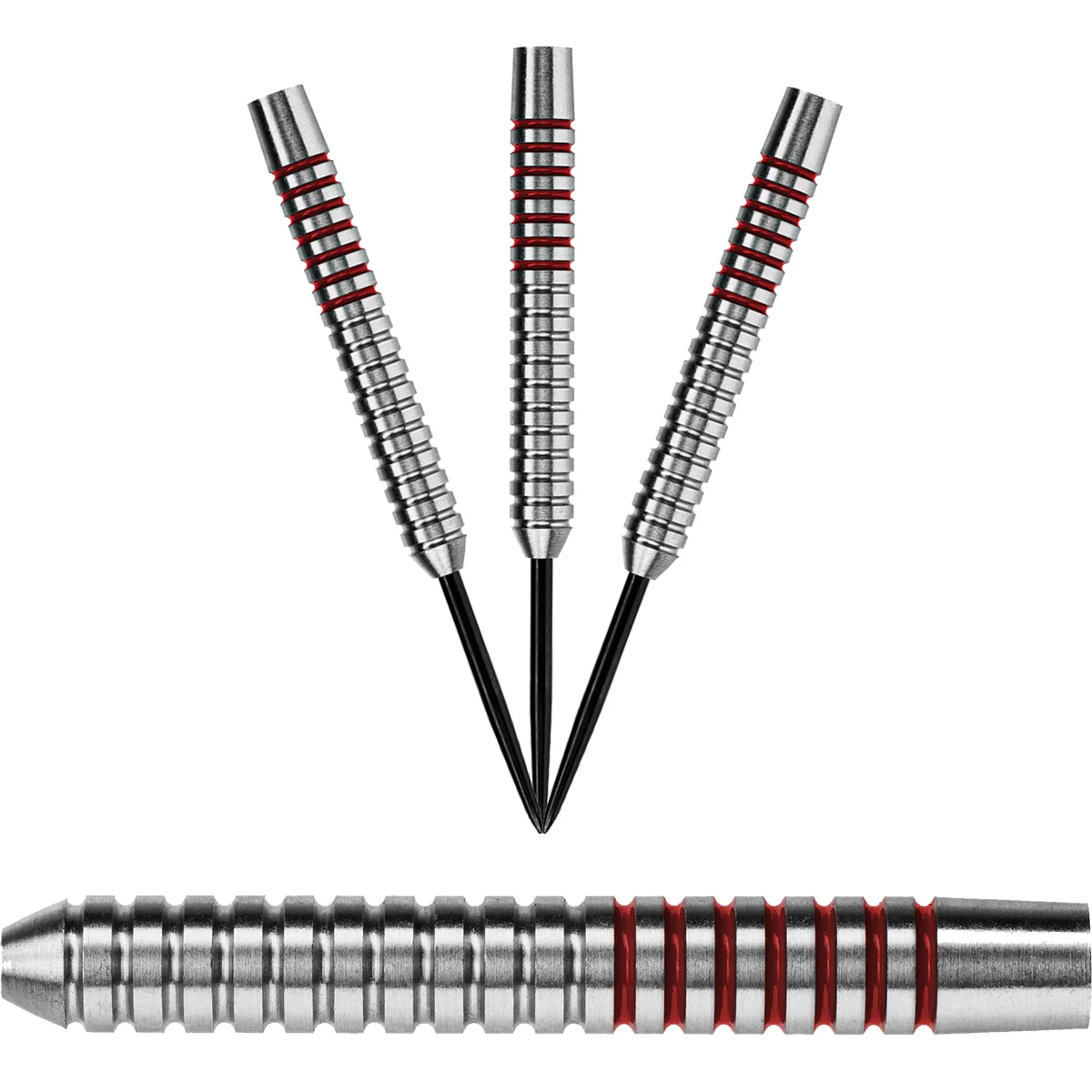 Karella ProLine PL04 Steeldart Barrels – 23 g Tungsten Barrels mit Spitze Karella ProLine PL04 Steeldart Barrels – Set mit fester Spitze, 80 % Tungsten, Zylinderform mit Ringstruktur