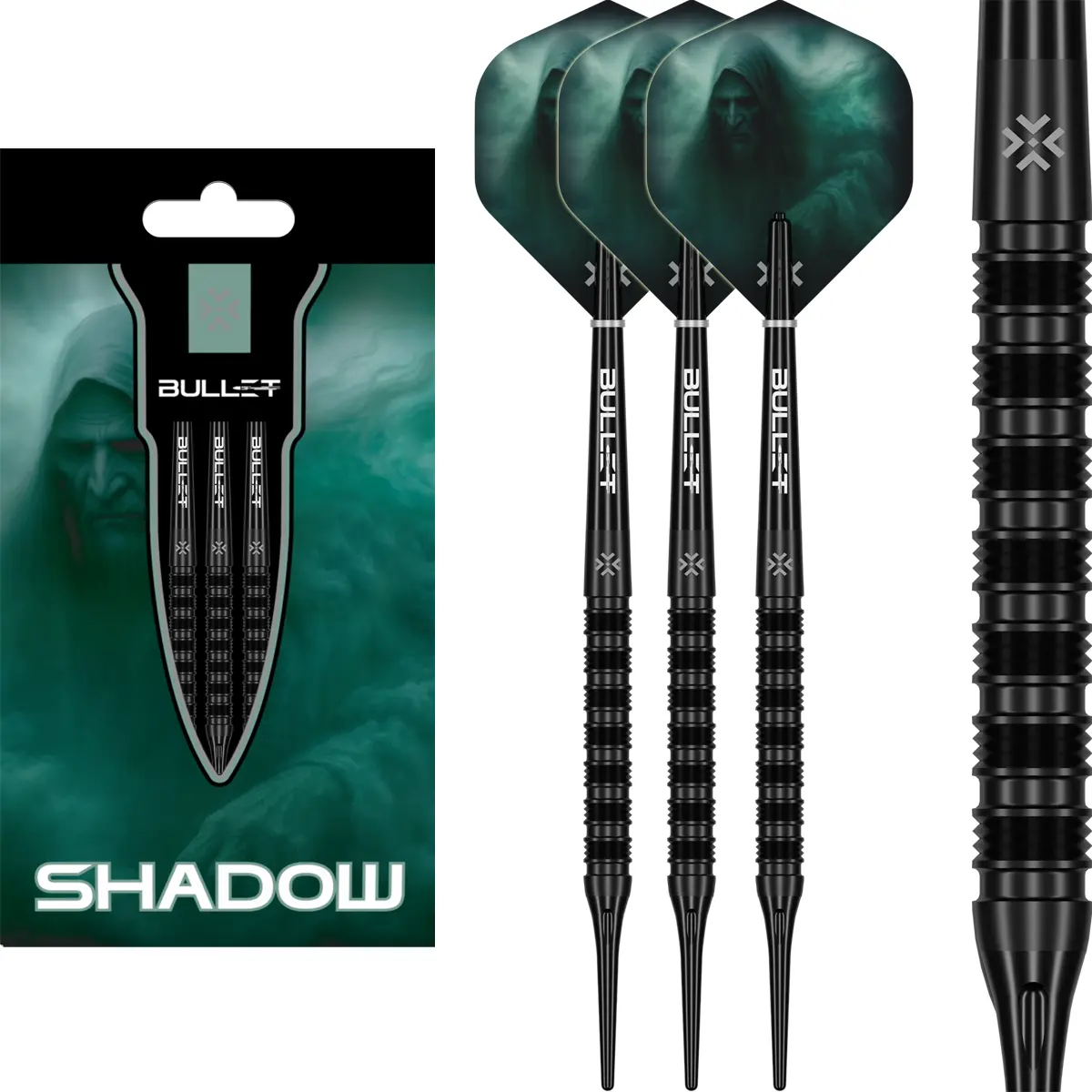 Bullet Shadow Softdarts 20g – Verpackung und Darts
