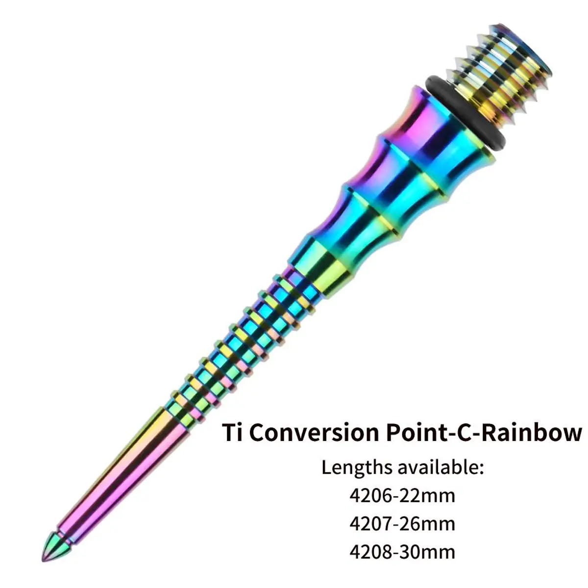 One80 Ti Conversion Point-C Rainbow aus Titanium mit 2BA Gewinde als Wechselspitze für Softdarts zur Umrüstung auf Steeldart
