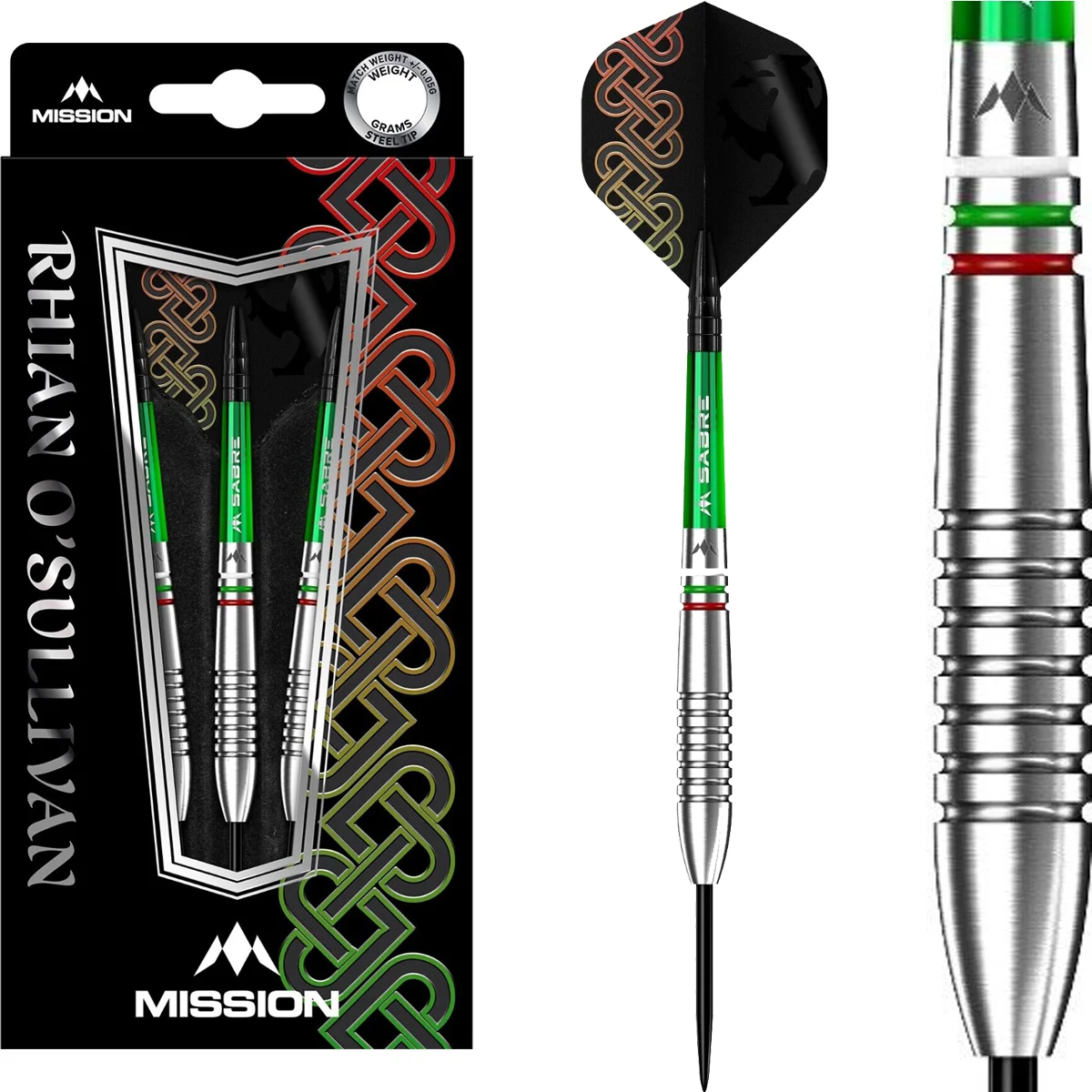Mission Rhian O’Sullivan Steeldarts mit Verpackung, Barrel und Flight im Set