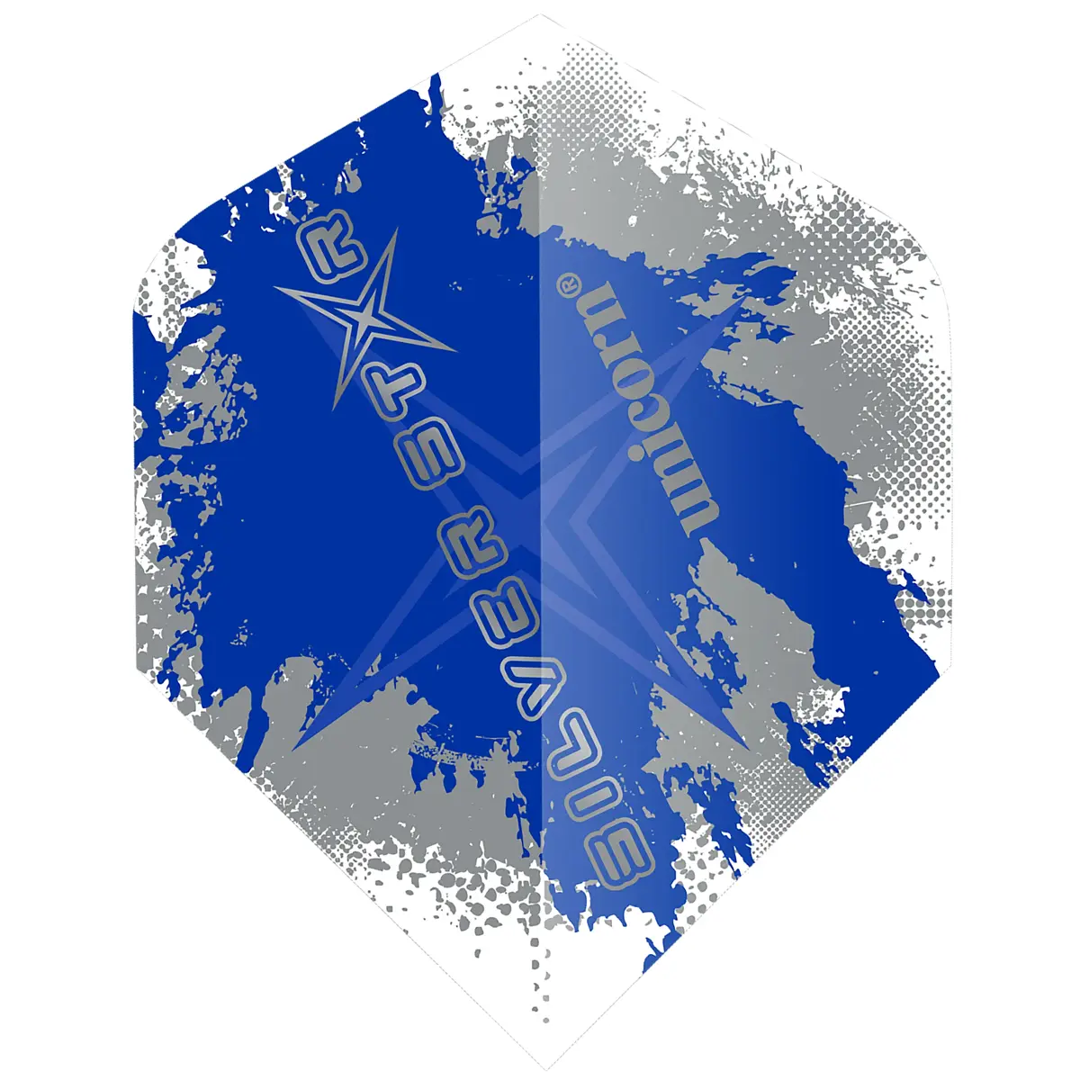 Neue Unicorn Gary Anderson Silver Star Flights im blauen Design mit Sternmotiv