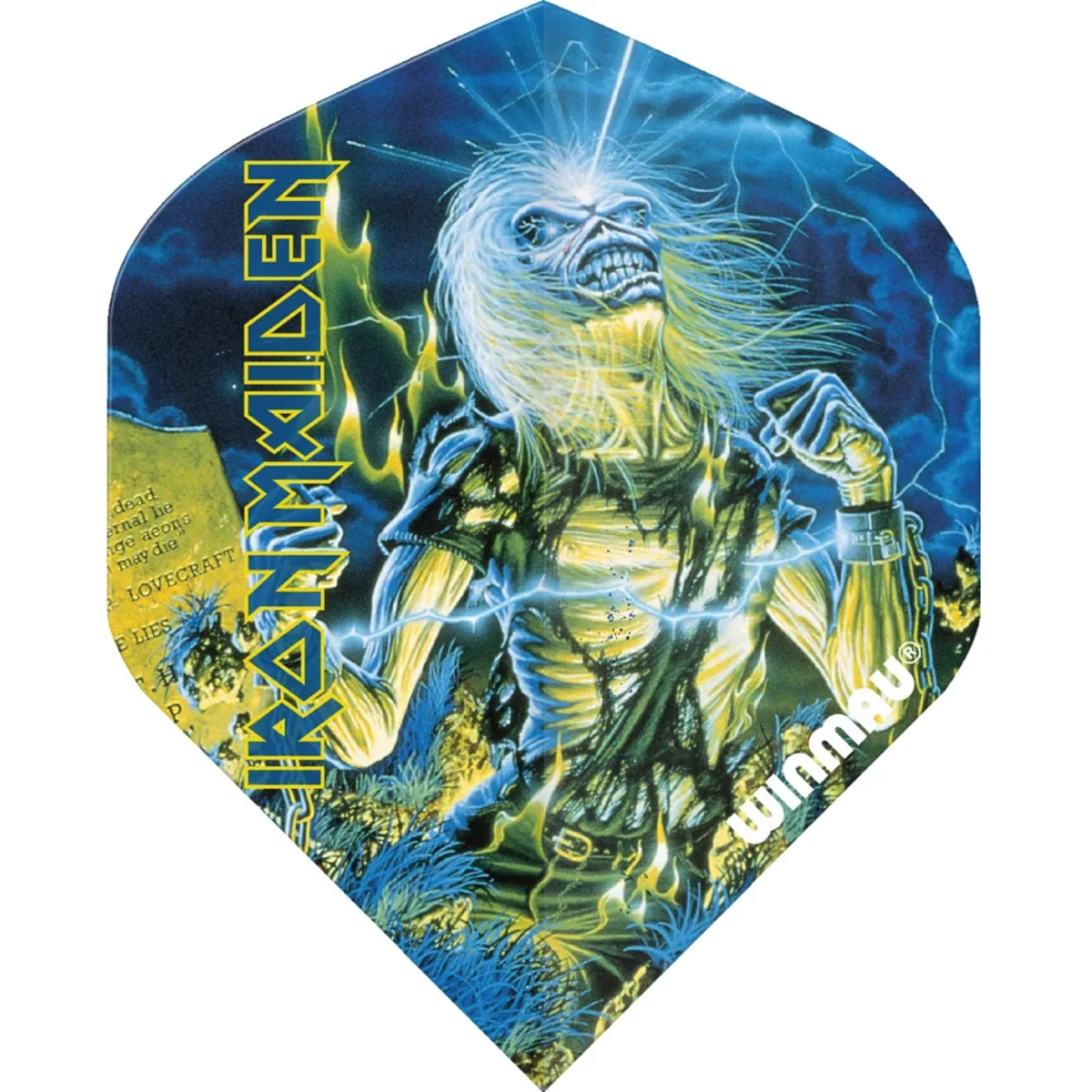 Iron Maiden Live After Death Flight – Frontansicht Iron Maiden Live After Death Dart Flight flach von vorne mit Eddie-Motiv