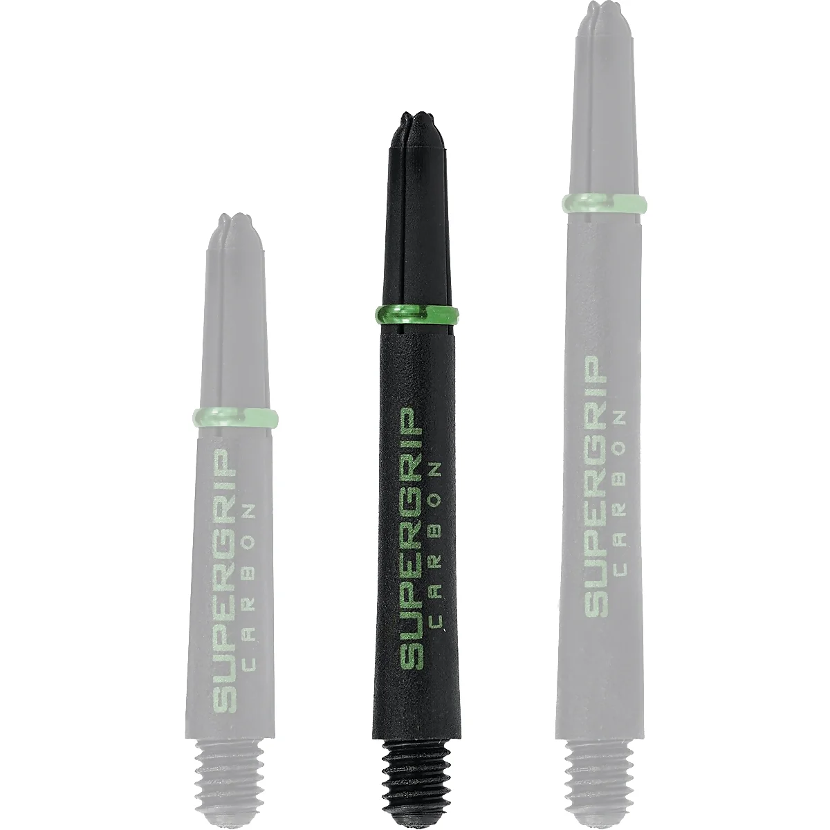 Harrows Supergrip Carbon Dart Shafts gruen midi mit 2BA Gewinde und Alu Shaftring