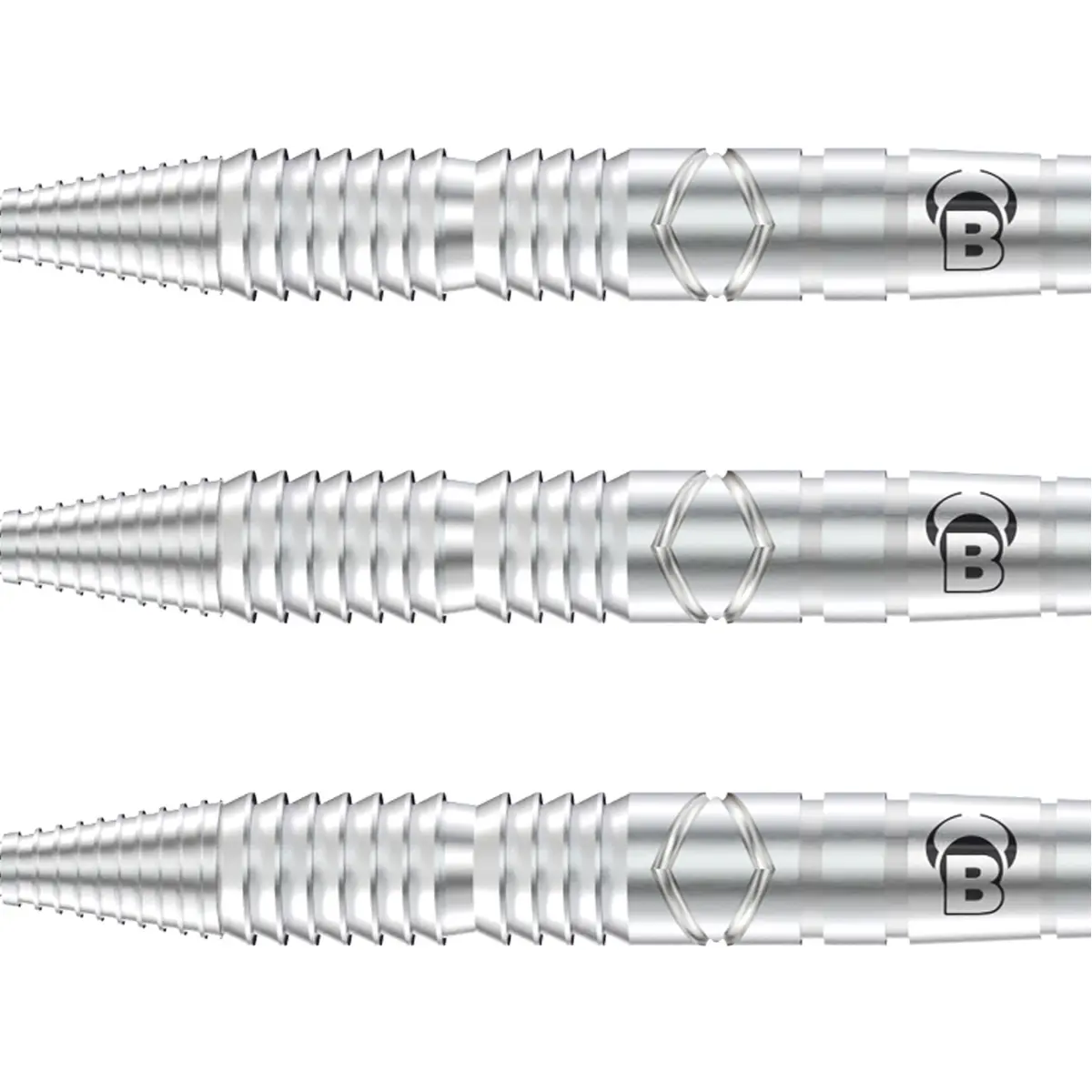 Bull's TAC T3 Barrel – Nahaufnahme der Gripzonen Detailansicht der Bull's TAC T3 Barrels – Ringgrip, Griffmulde & Torpedoform