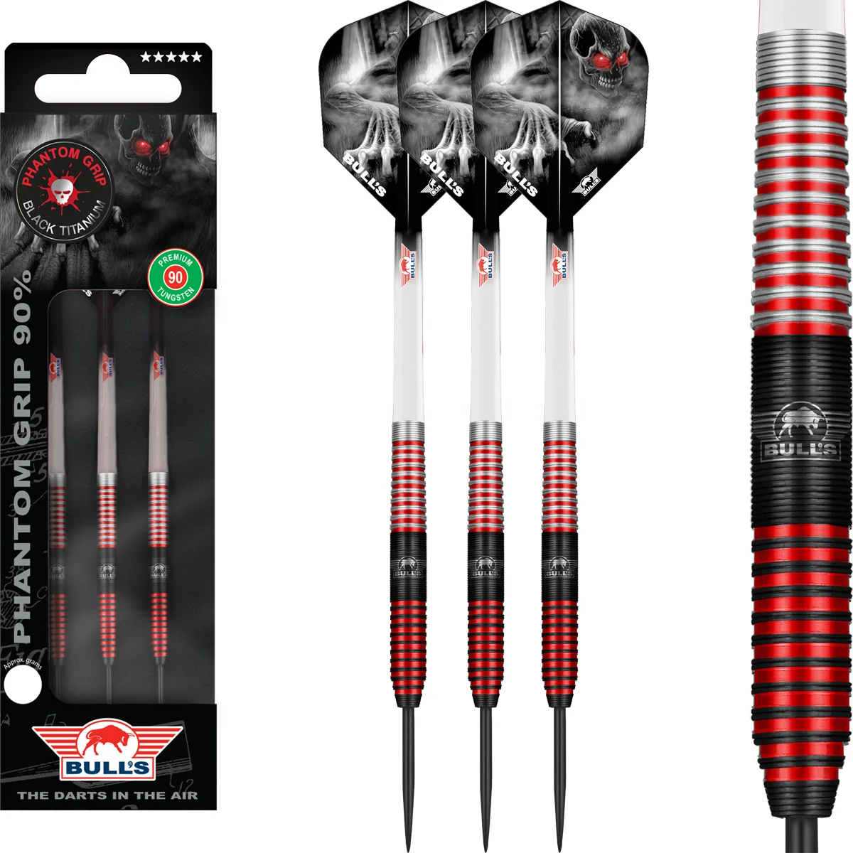 Bull’s NL Phantom Red Steeldarts Set 24 g – drei Steeldarts mit Phantom Grip und Standard Flights