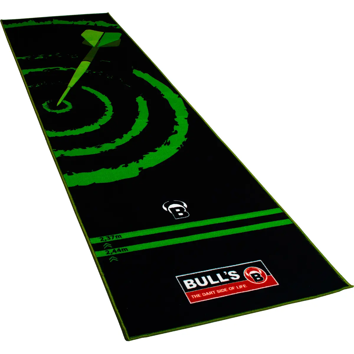 Bull's Dartteppich 140 Black-Green – stylisch, langlebig und funktional Bull's Carpet Mat 140 Black-Green – Dartteppich mit rutschfester Rückseite