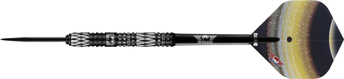 Seitenansicht der Bull’s NL Luna Phobos Steeldarts mit geradem 90 % Tungsten Barrel und neutraler Balance
